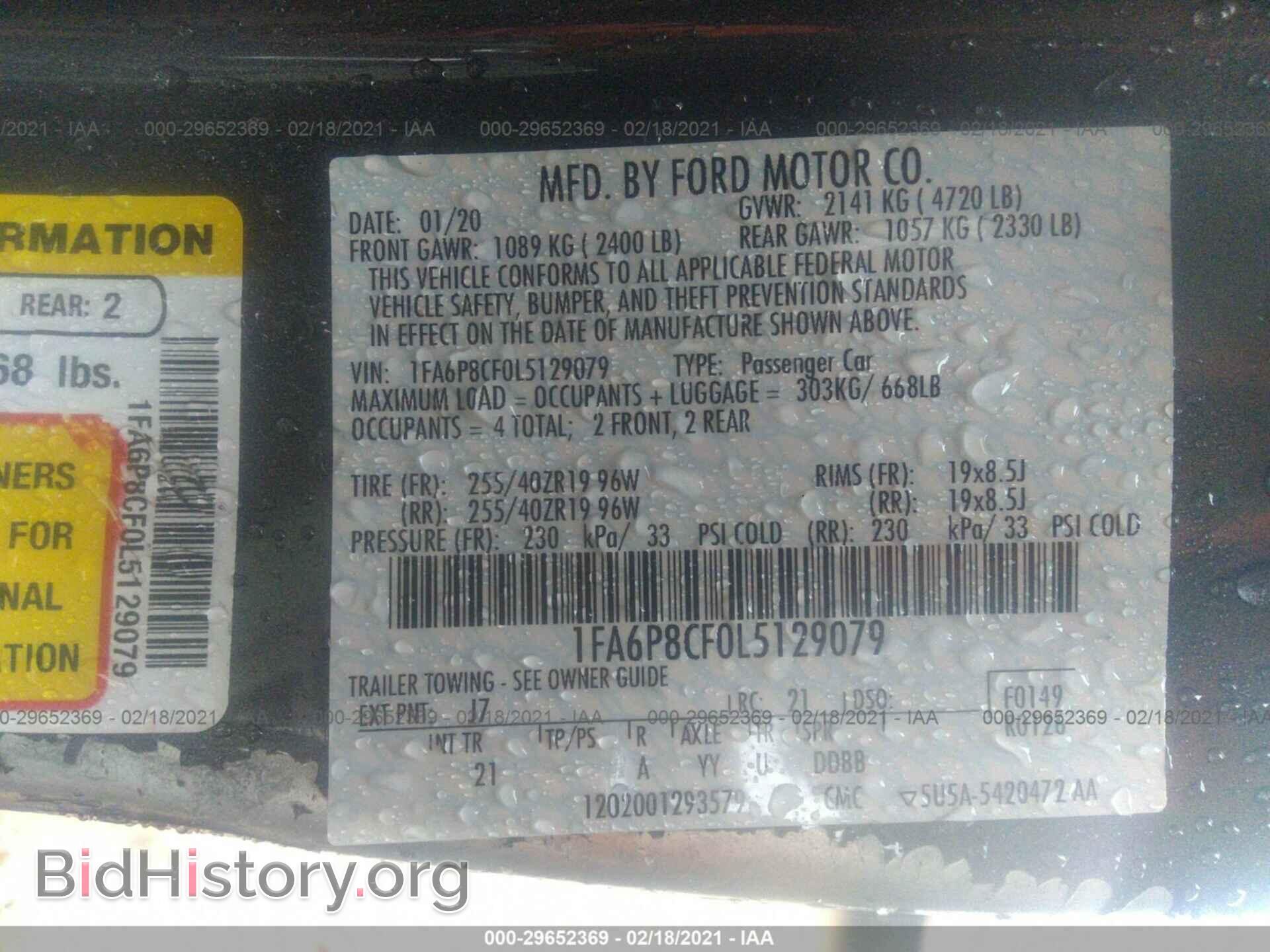 2020 FORD MUSTANG - VIN: 1FA6P8CF0L5129079 - Фото 9