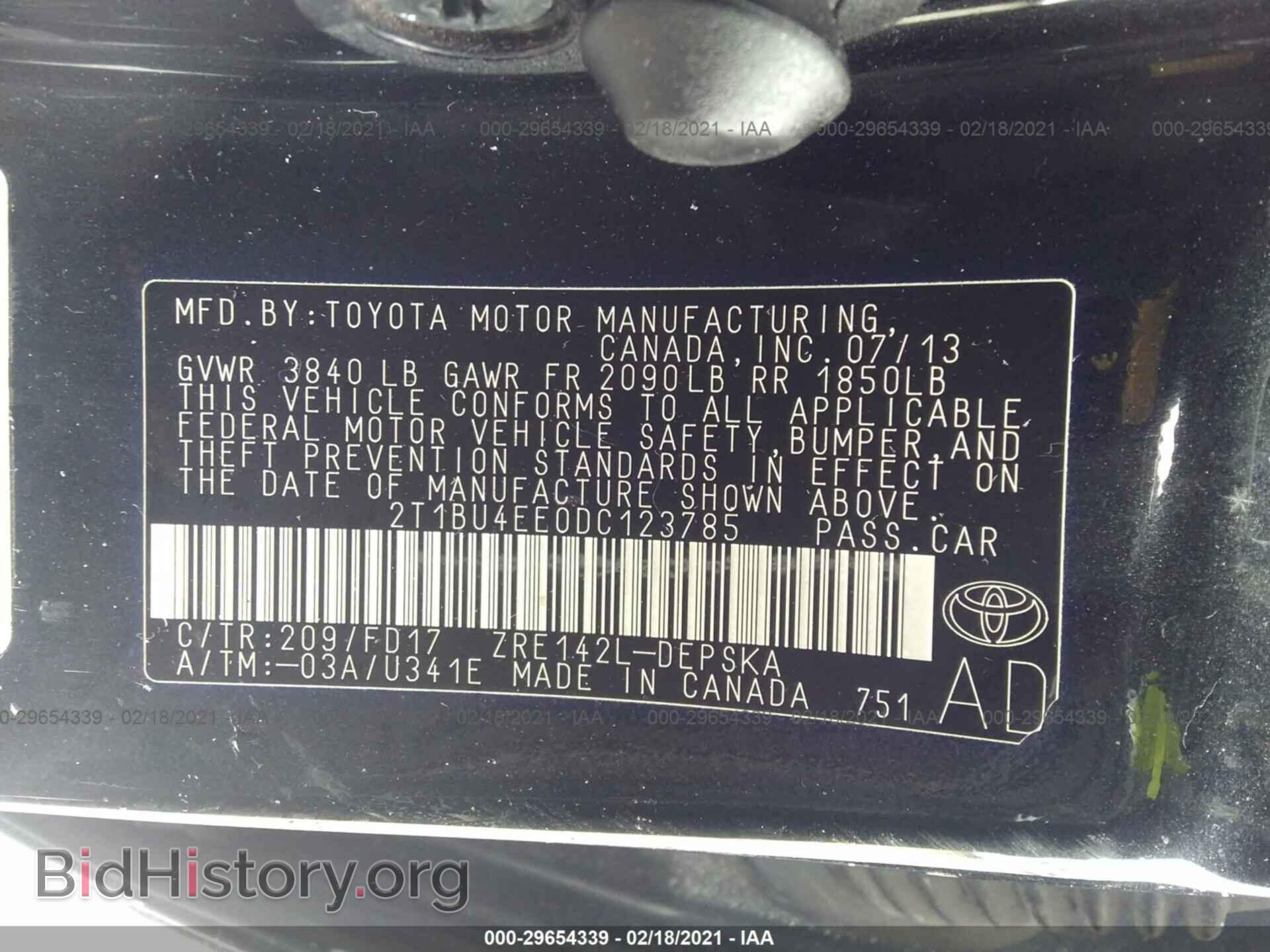 2013 TOYOTA COROLLA - VIN: 2T1BU4EE0DC123785 - Фото 9