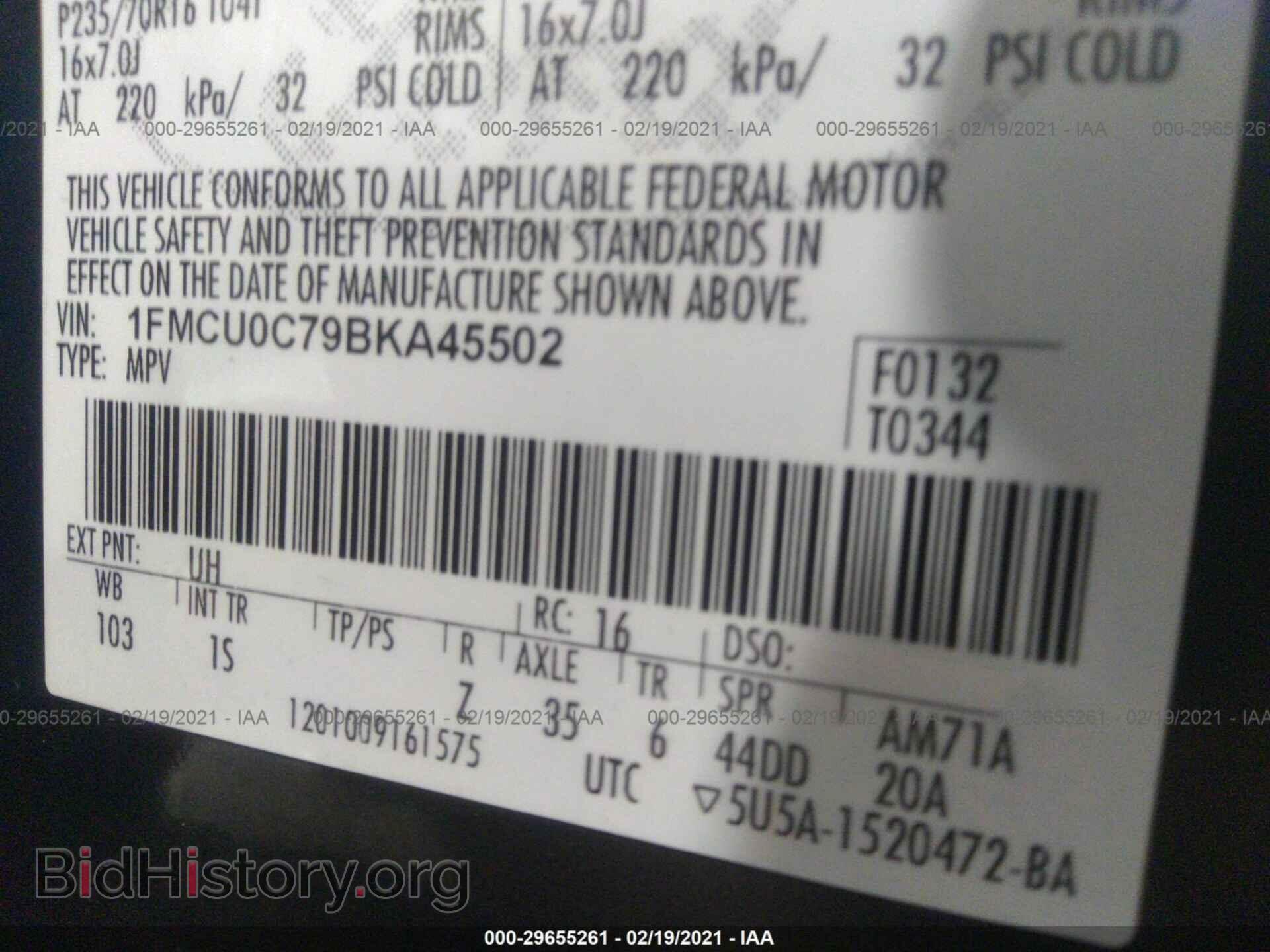 2011 FORD ESCAPE - VIN: 1FMCU0C79BKA45502 - Фото 9