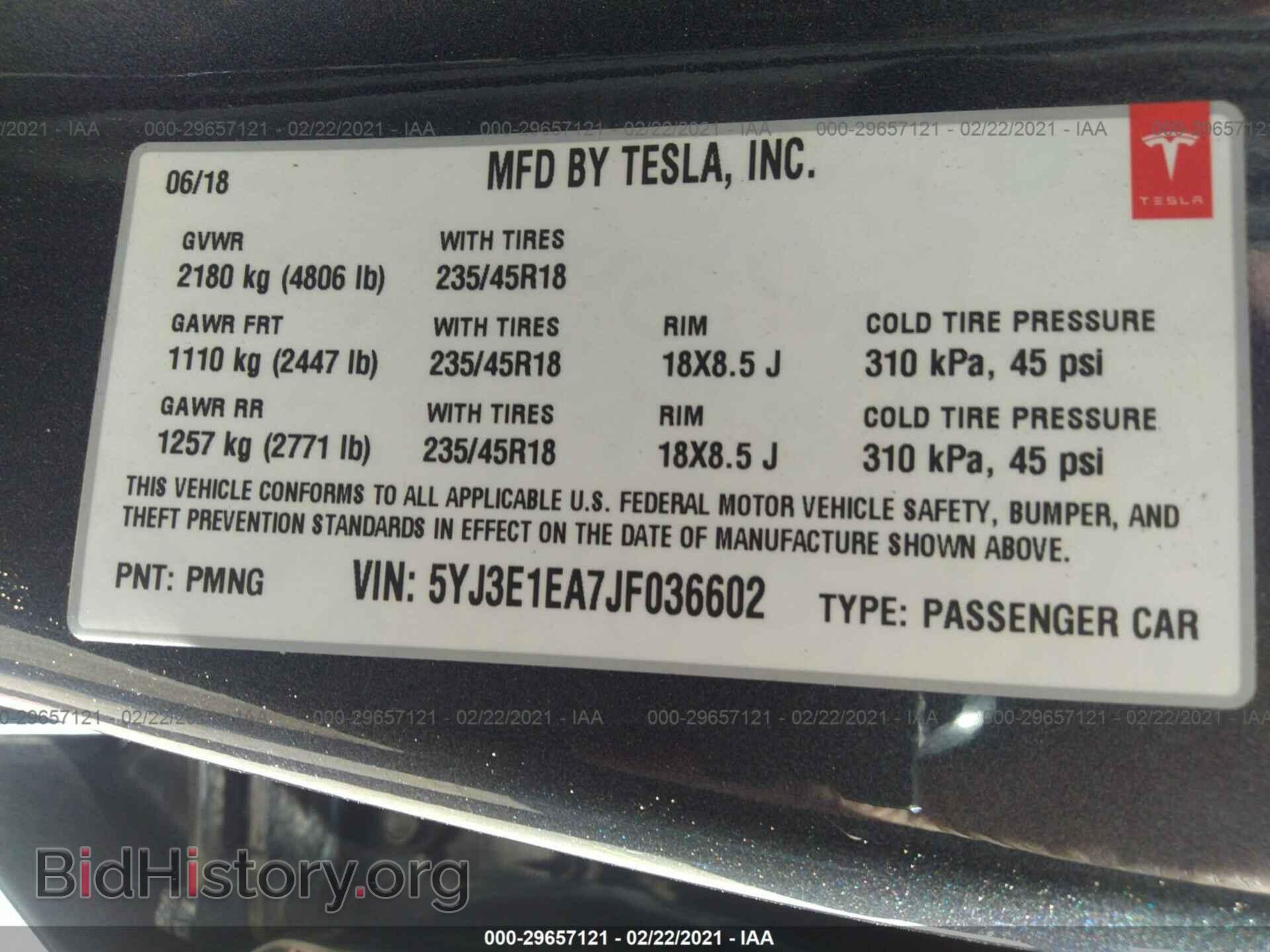 2018 TESLA MODEL 3 - VIN: 5YJ3E1EA7JF036602 - Photo 9