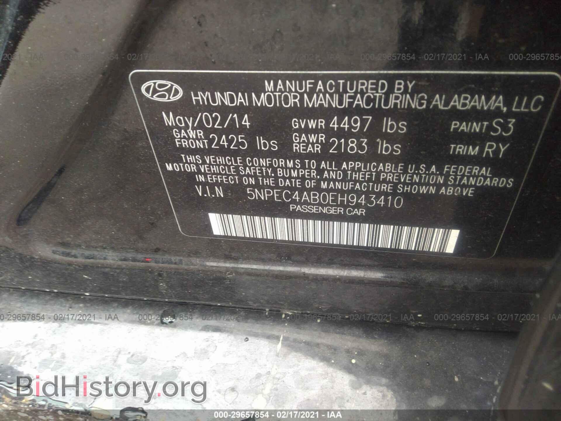 2014 HYUNDAI SONATA - VIN: 5NPEC4AB0EH943410 - Photo 9