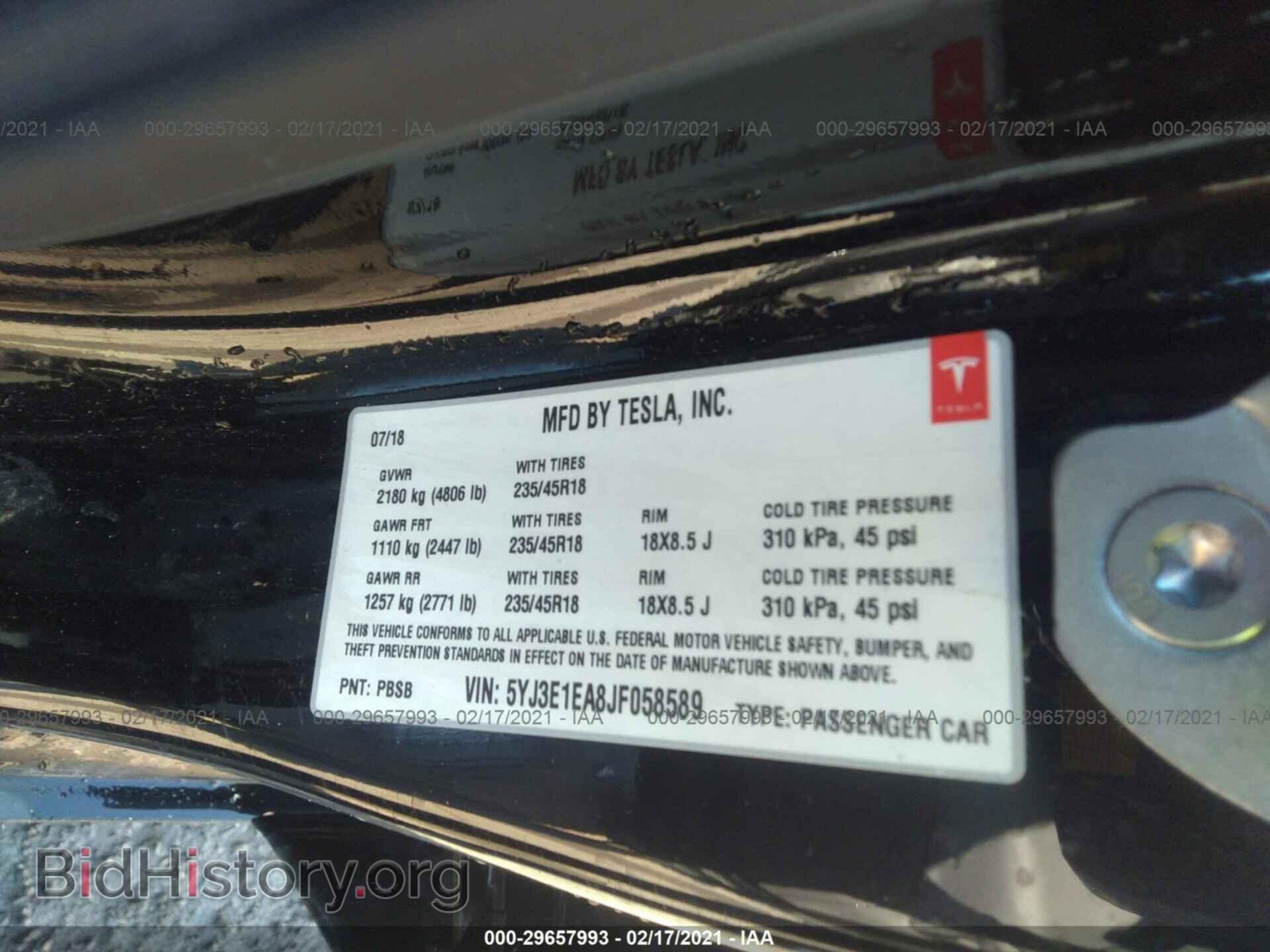 2018 TESLA MODEL 3 - VIN: 5YJ3E1EA8JF058589 - Photo 9