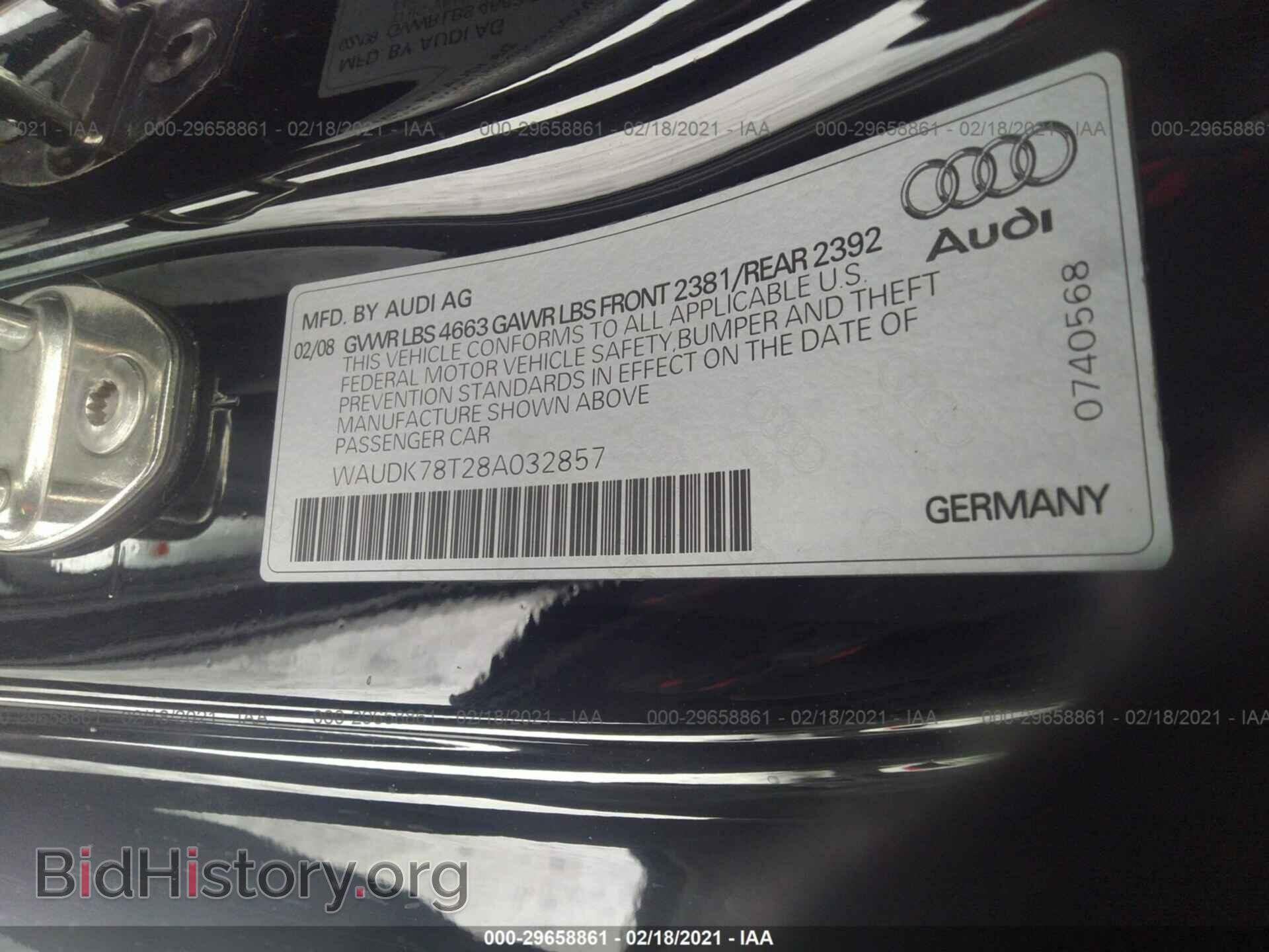 2008 AUDI A5 - VIN: WAUDK78T28A032857 - Фото 9
