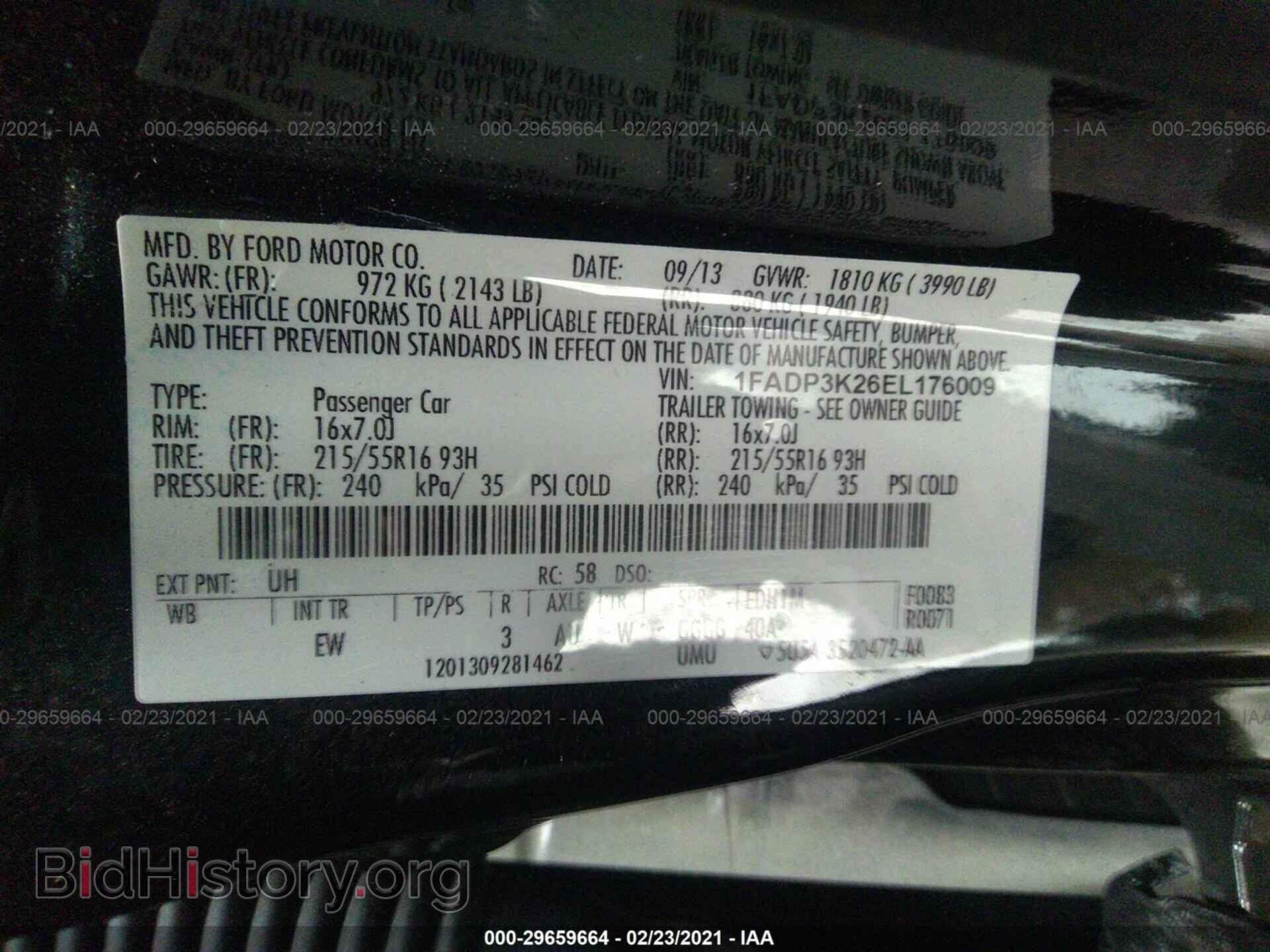 2014 FORD FOCUS - VIN: 1FADP3K26EL176009 - Фото 9