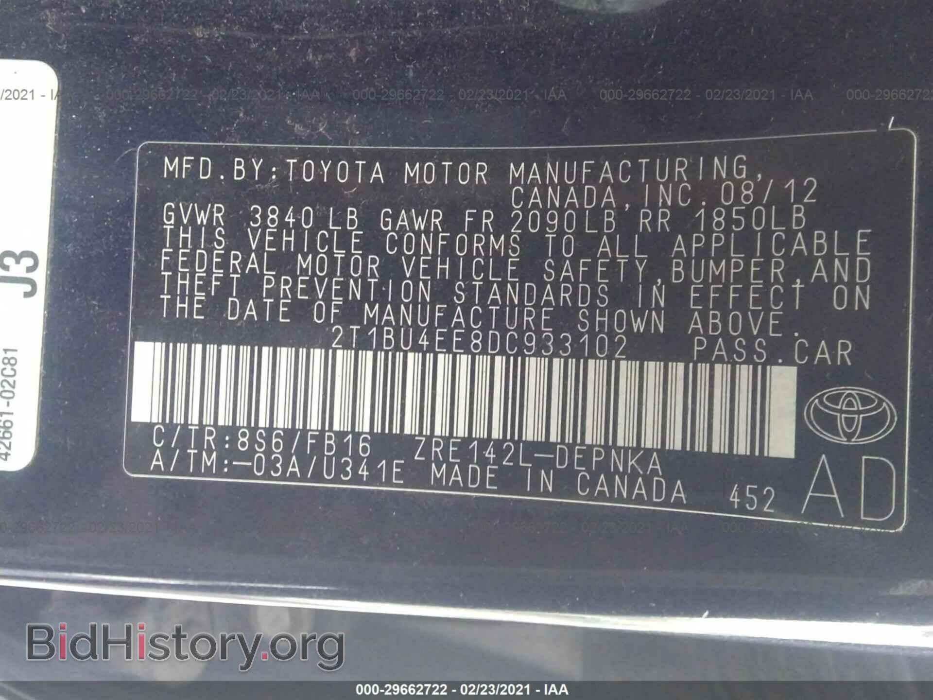 2013 TOYOTA COROLLA - VIN: 2T1BU4EE8DC933102 - Фото 9