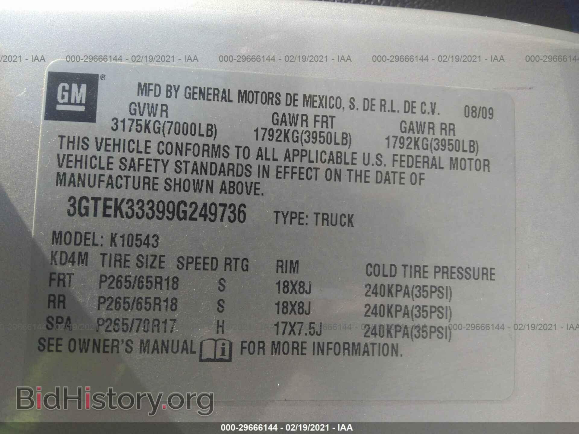 2009 GMC SIERRA 1500 - VIN: 3GTEK33399G249736 - Фото 9
