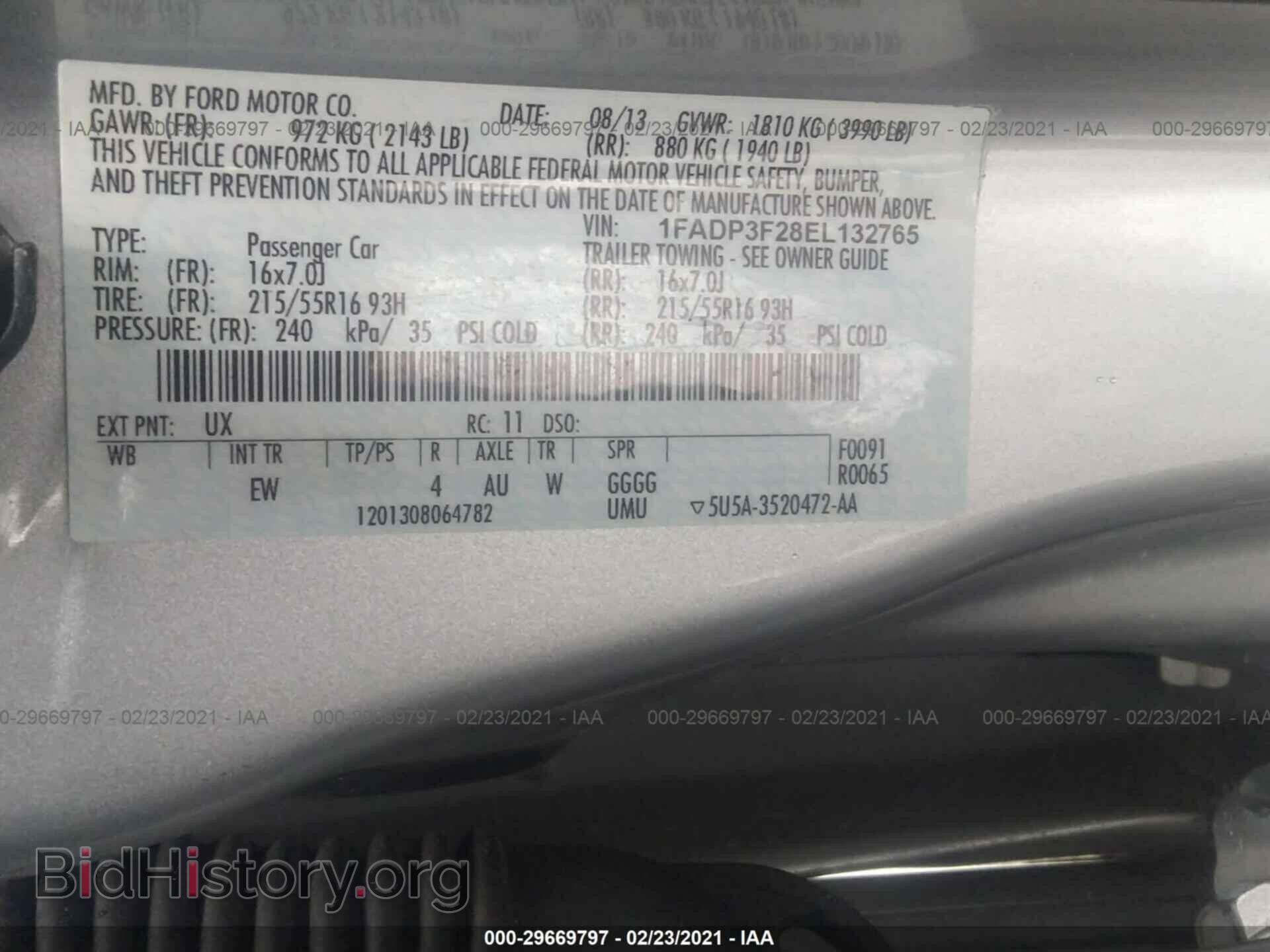 2014 FORD FOCUS - VIN: 1FADP3F28EL132765 - Фото 9