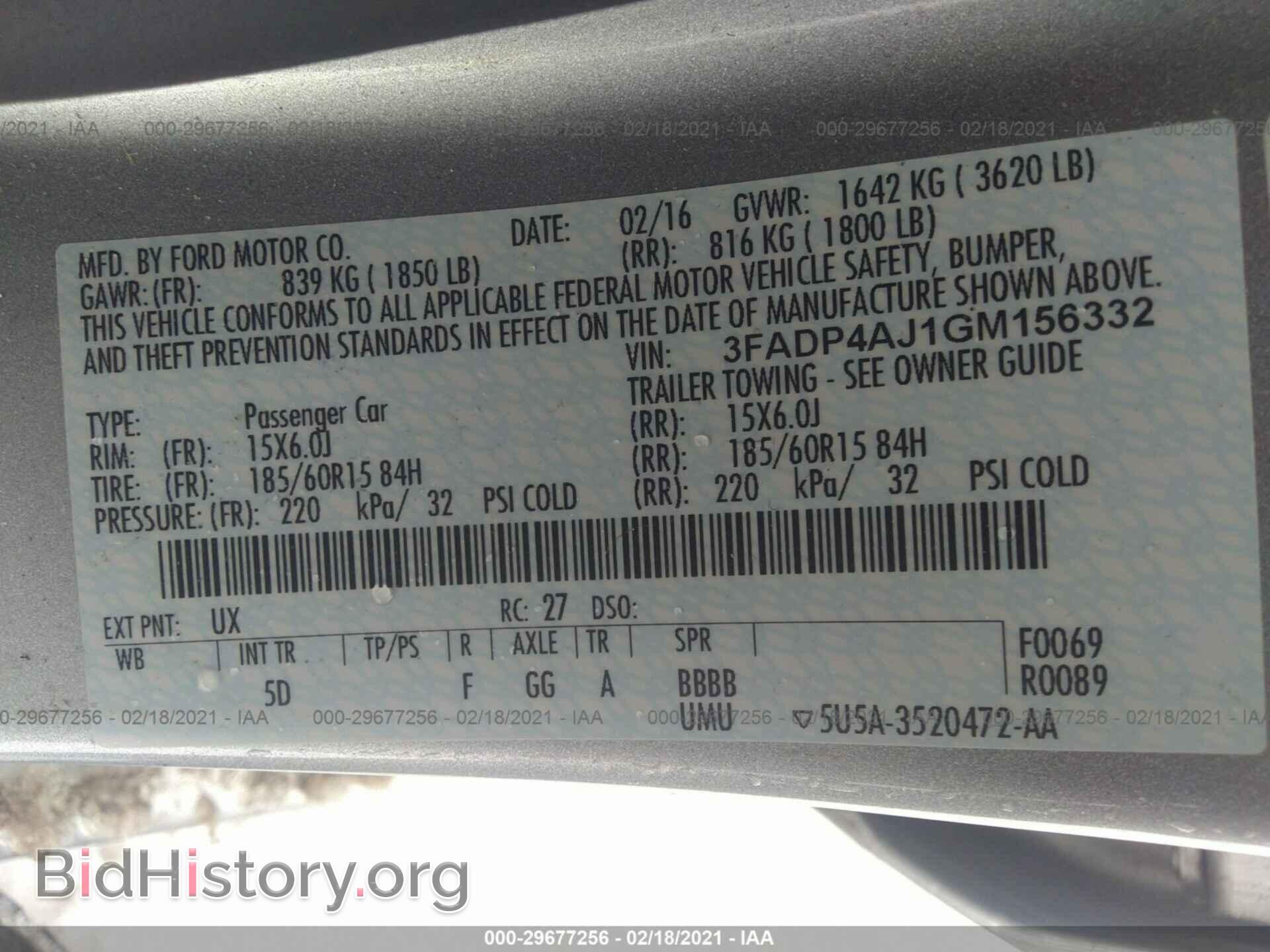 2016 FORD FIESTA - VIN: 3FADP4AJ1GM156332 - Фото 9