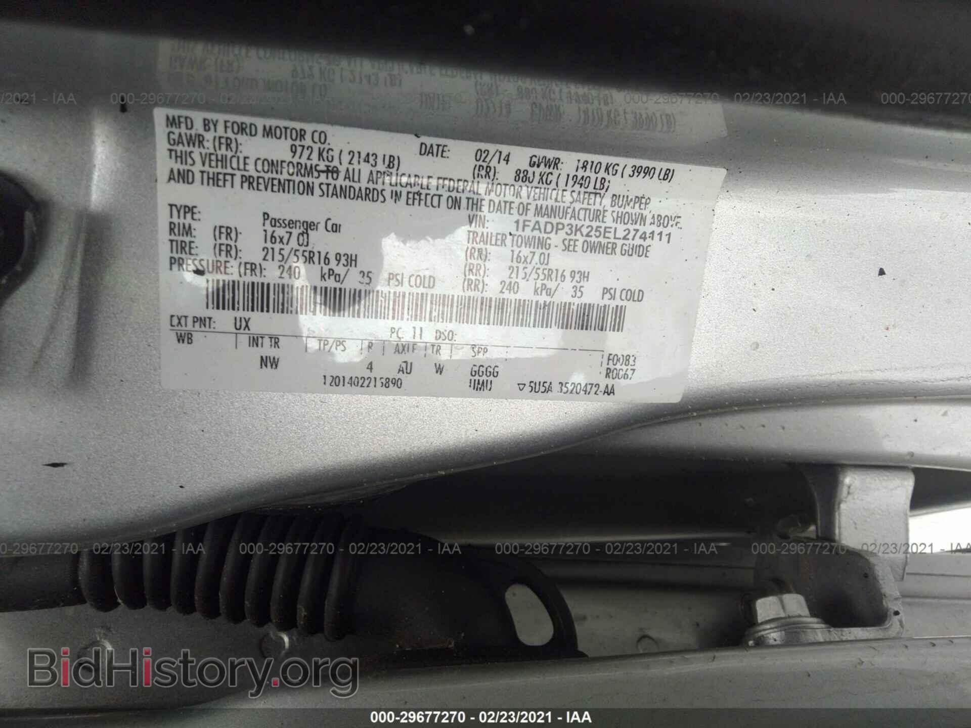 2014 FORD FOCUS - VIN: 1FADP3K25EL274111 - Фото 9