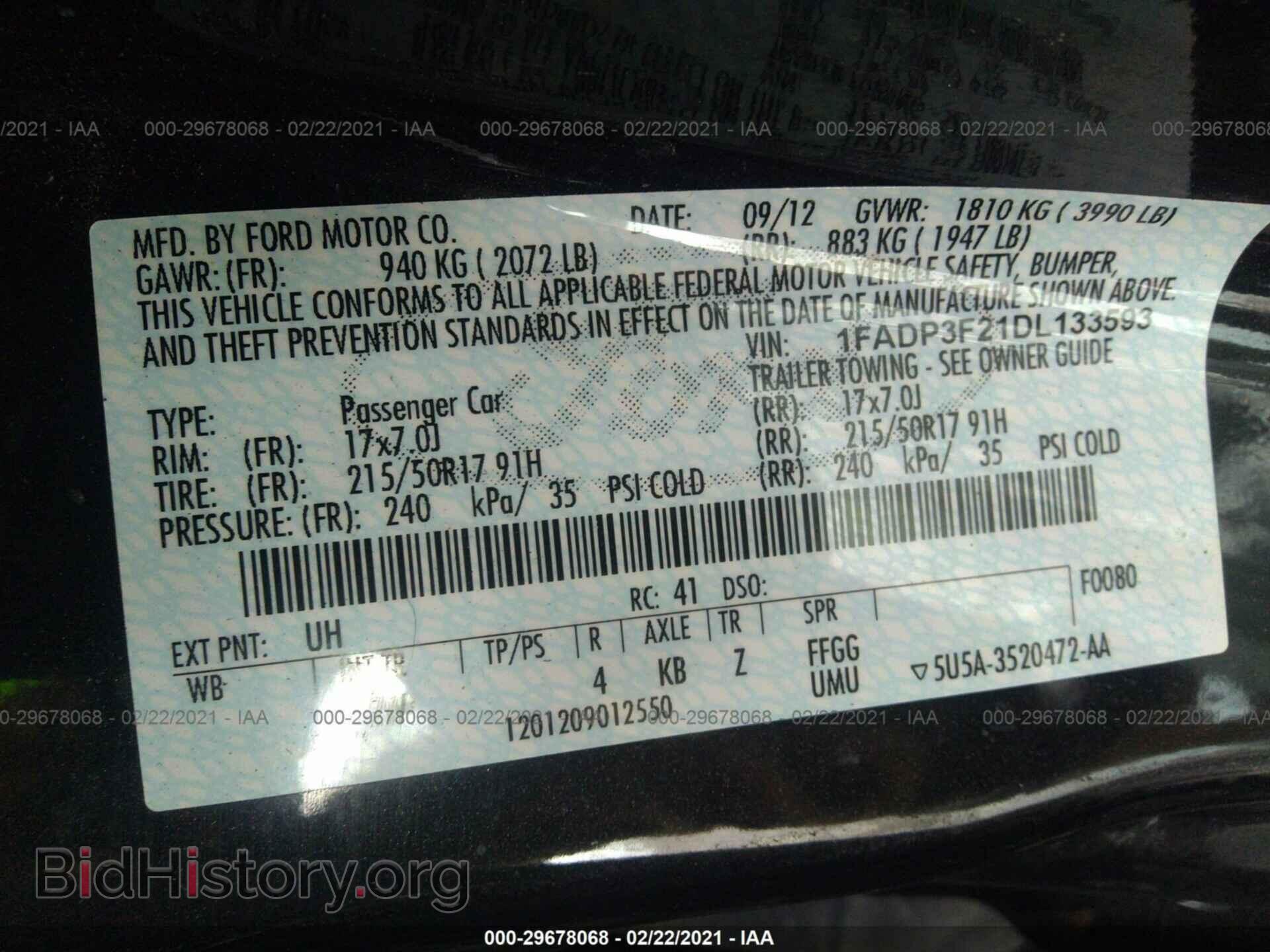 2013 FORD FOCUS - VIN: 1FADP3F21DL133593 - Фото 9