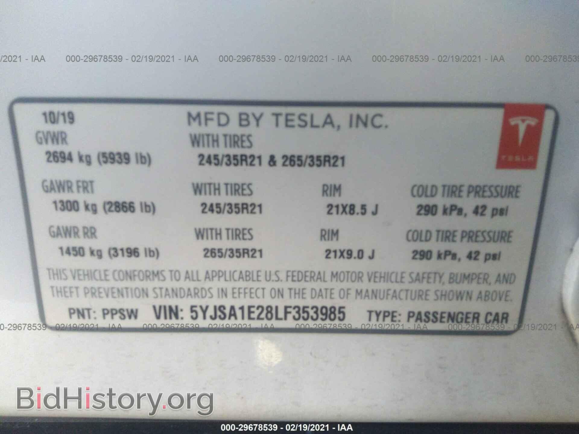 2020 TESLA MODEL S - VIN: 5YJSA1E28LF353985 - Photo 9