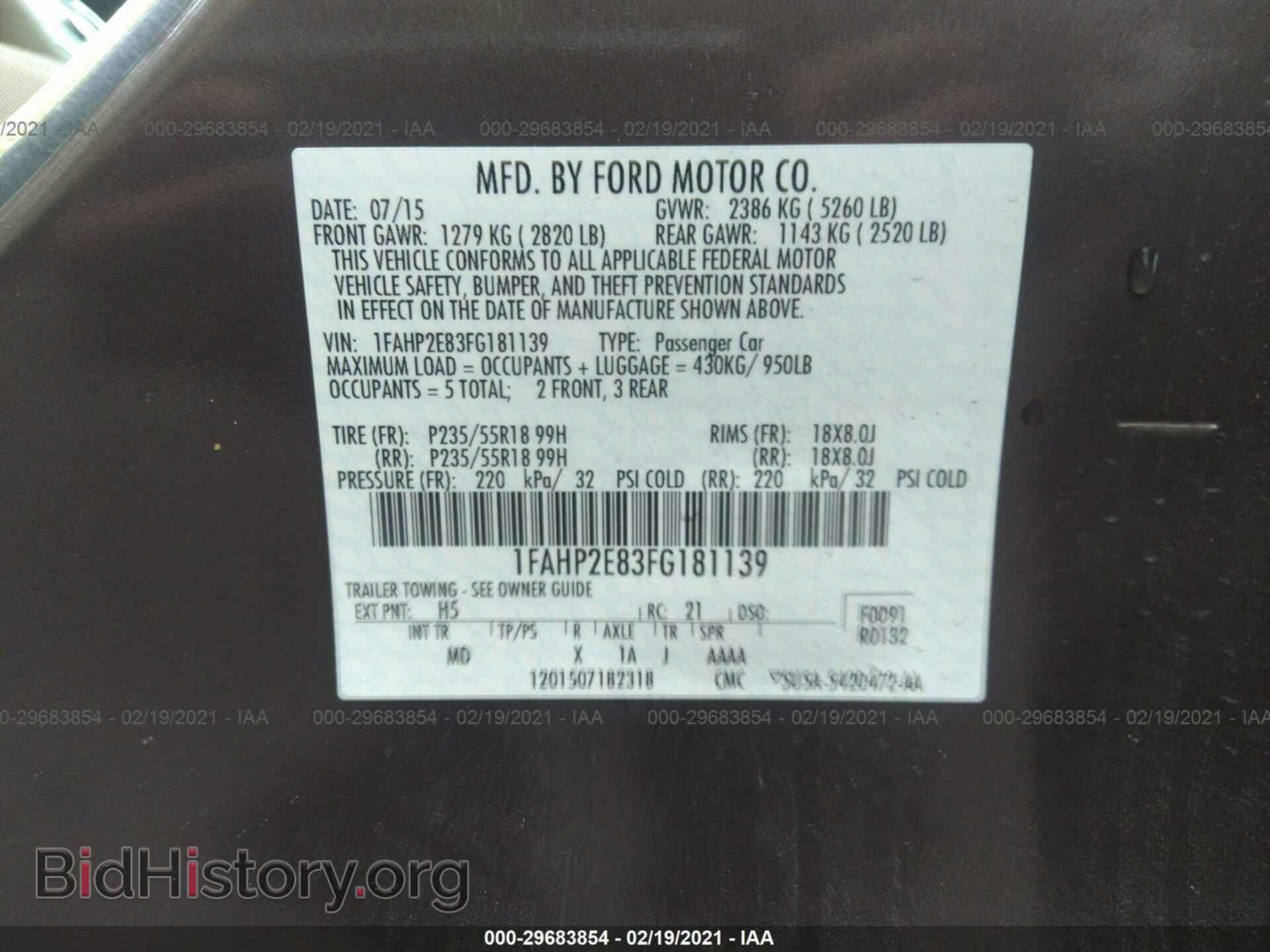 2015 FORD TAURUS - VIN: 1FAHP2E83FG181139 - Фото 9