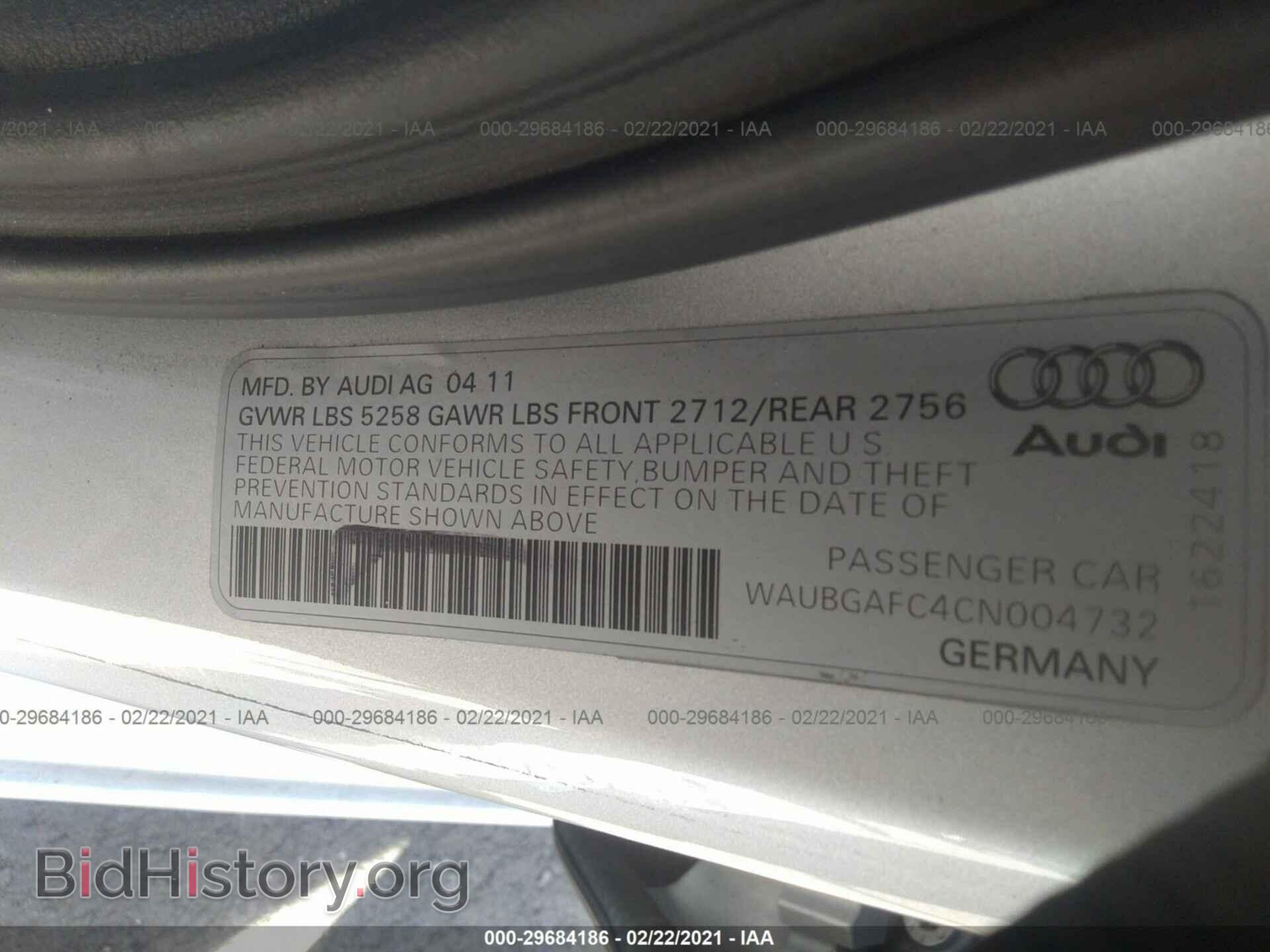 2012 AUDI A6 - VIN: WAUBGAFC4CN004732 - Фото 9