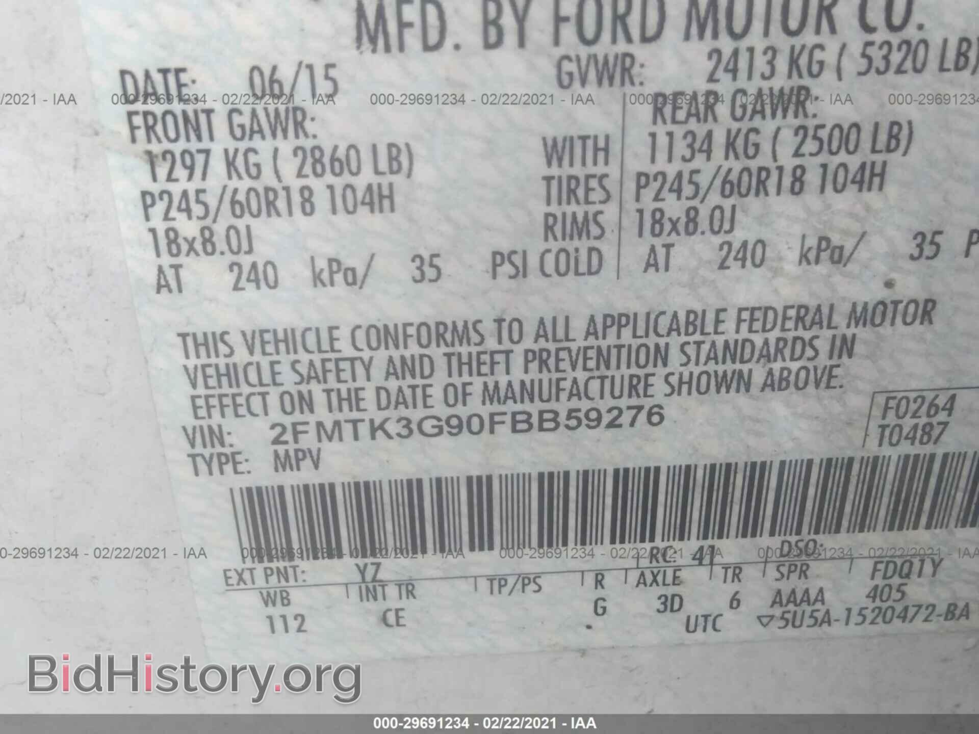 2015 FORD EDGE - VIN: 2FMTK3G90FBB59276 - Photo 9