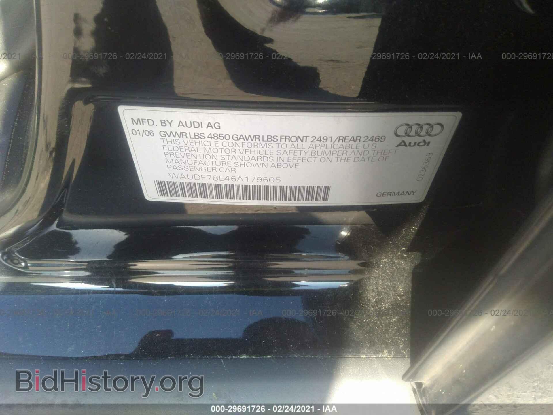2006 AUDI A4 - VIN: WAUDF78E46A179605 - Фото 9