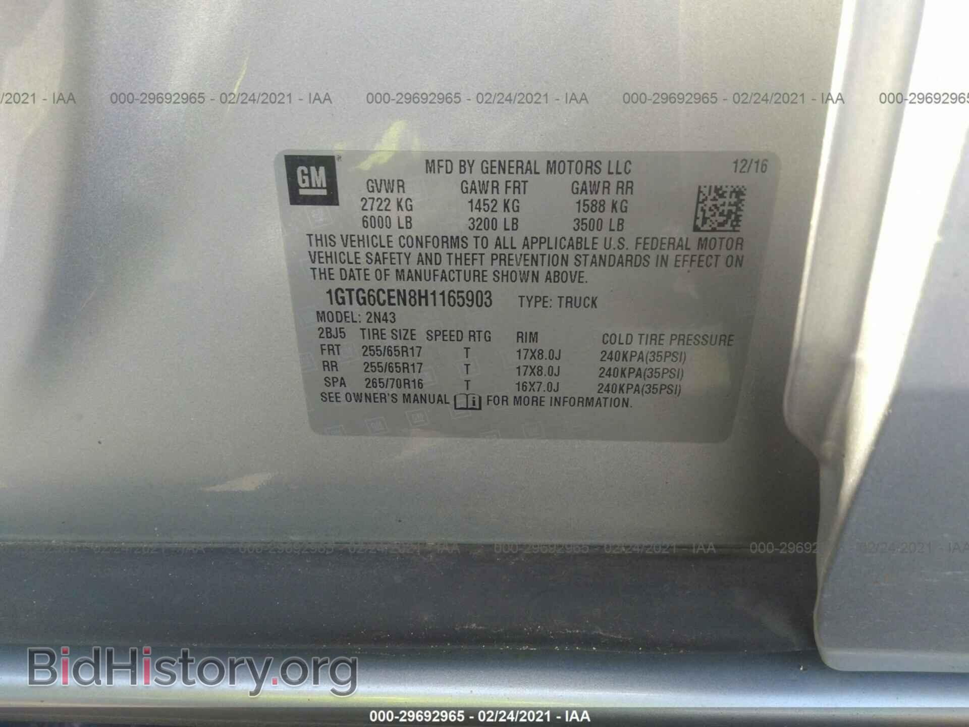 2017 GMC CANYON - VIN: 1GTG6CEN8H1165903 - Фото 9