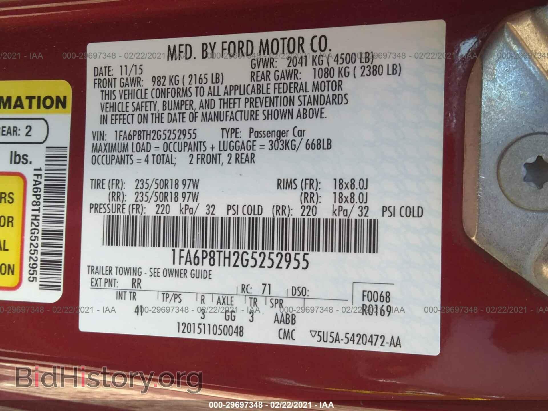 2016 FORD MUSTANG - VIN: 1FA6P8TH2G5252955 - Фото 9