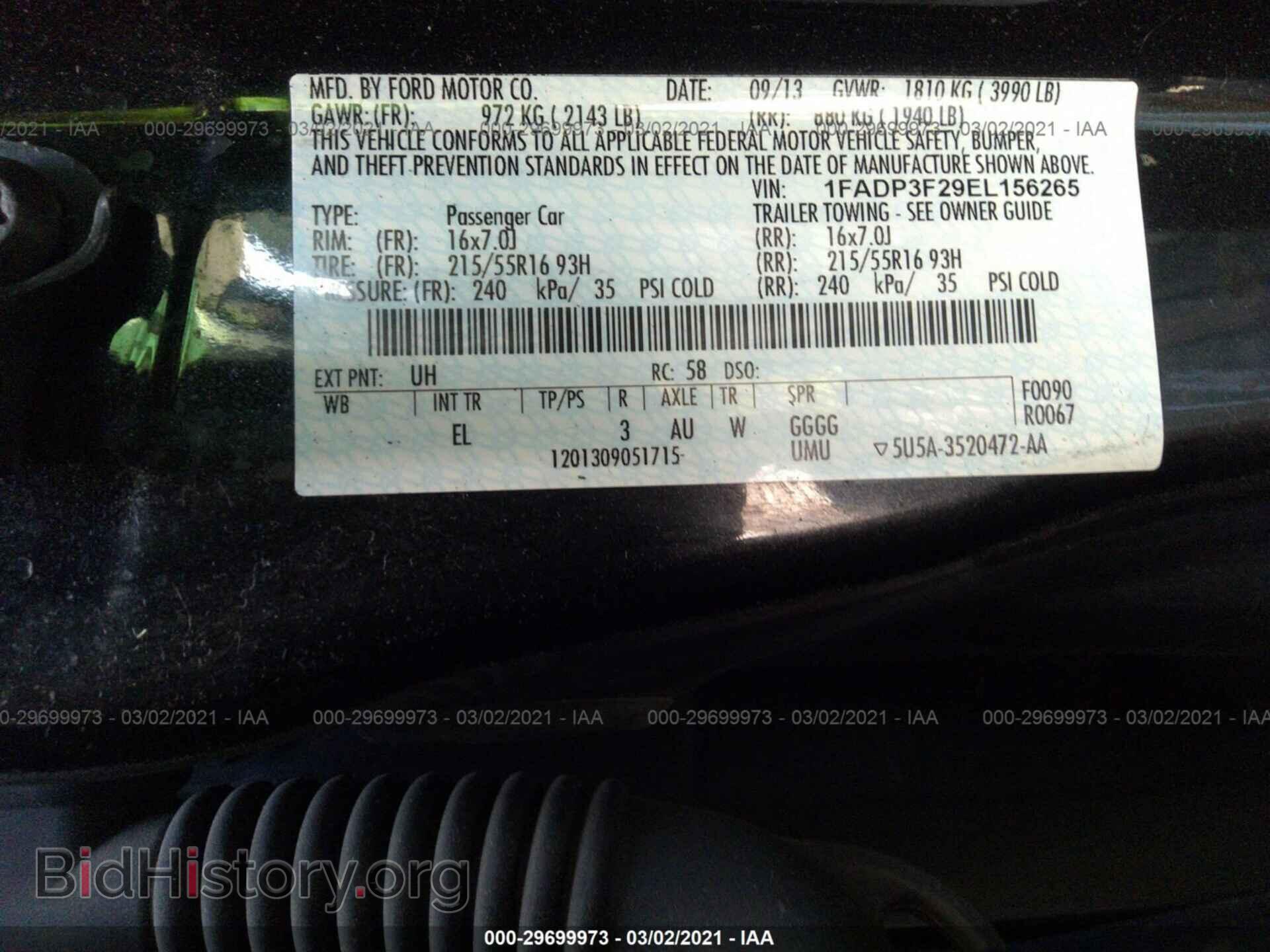 2014 FORD FOCUS - VIN: 1FADP3F29EL156265 - Фото 9