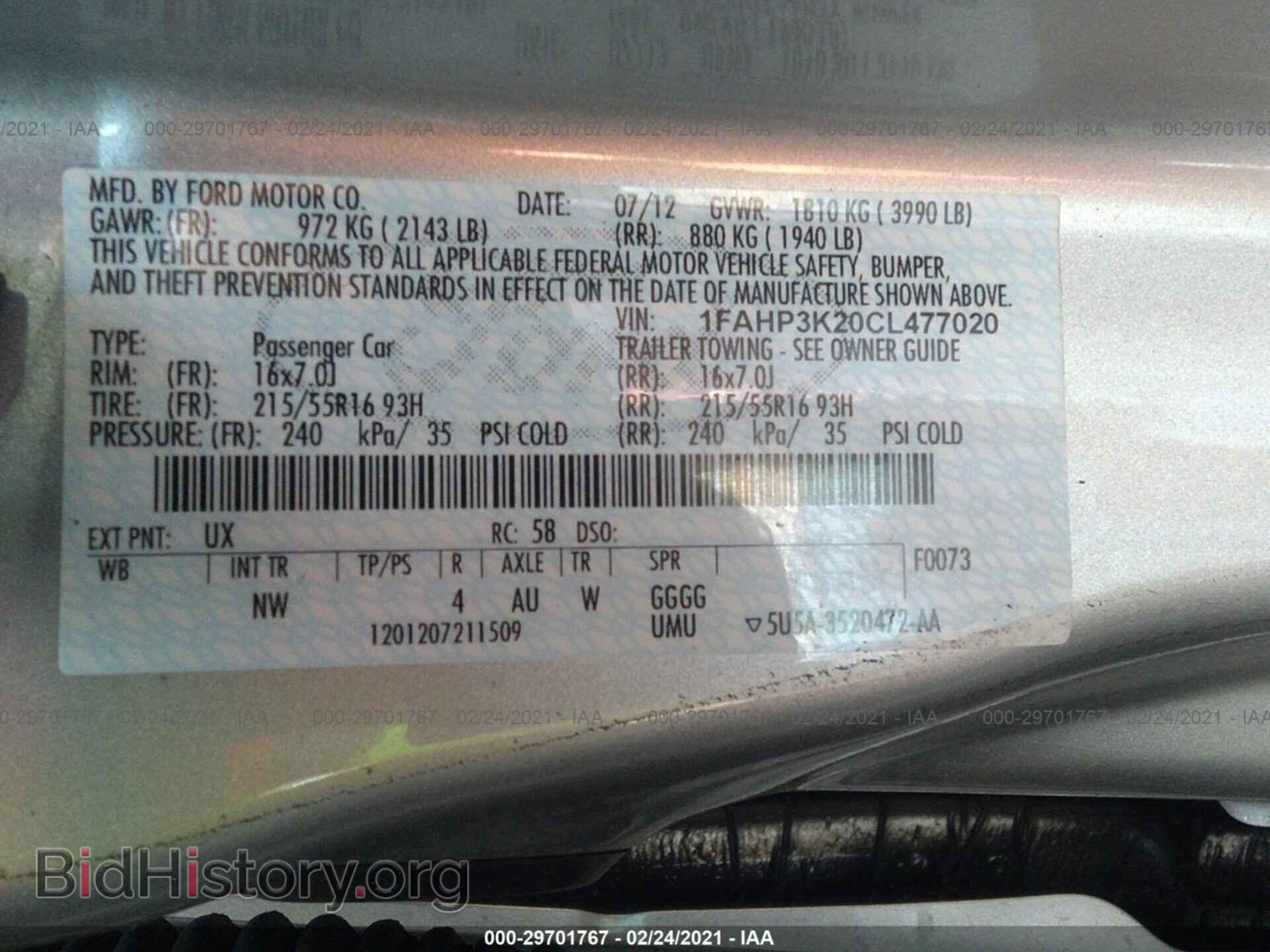 2012 FORD FOCUS - VIN: 1FAHP3K20CL477020 - Фото 9
