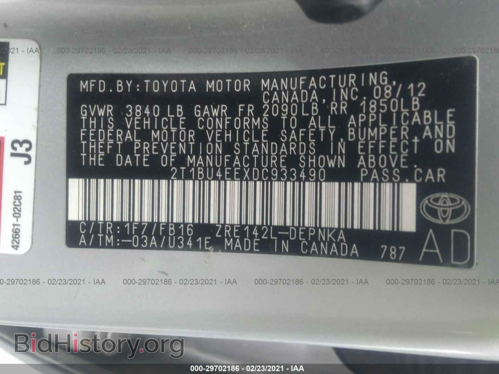 2013 TOYOTA COROLLA - VIN: 2T1BU4EEXDC933490 - Фото 9