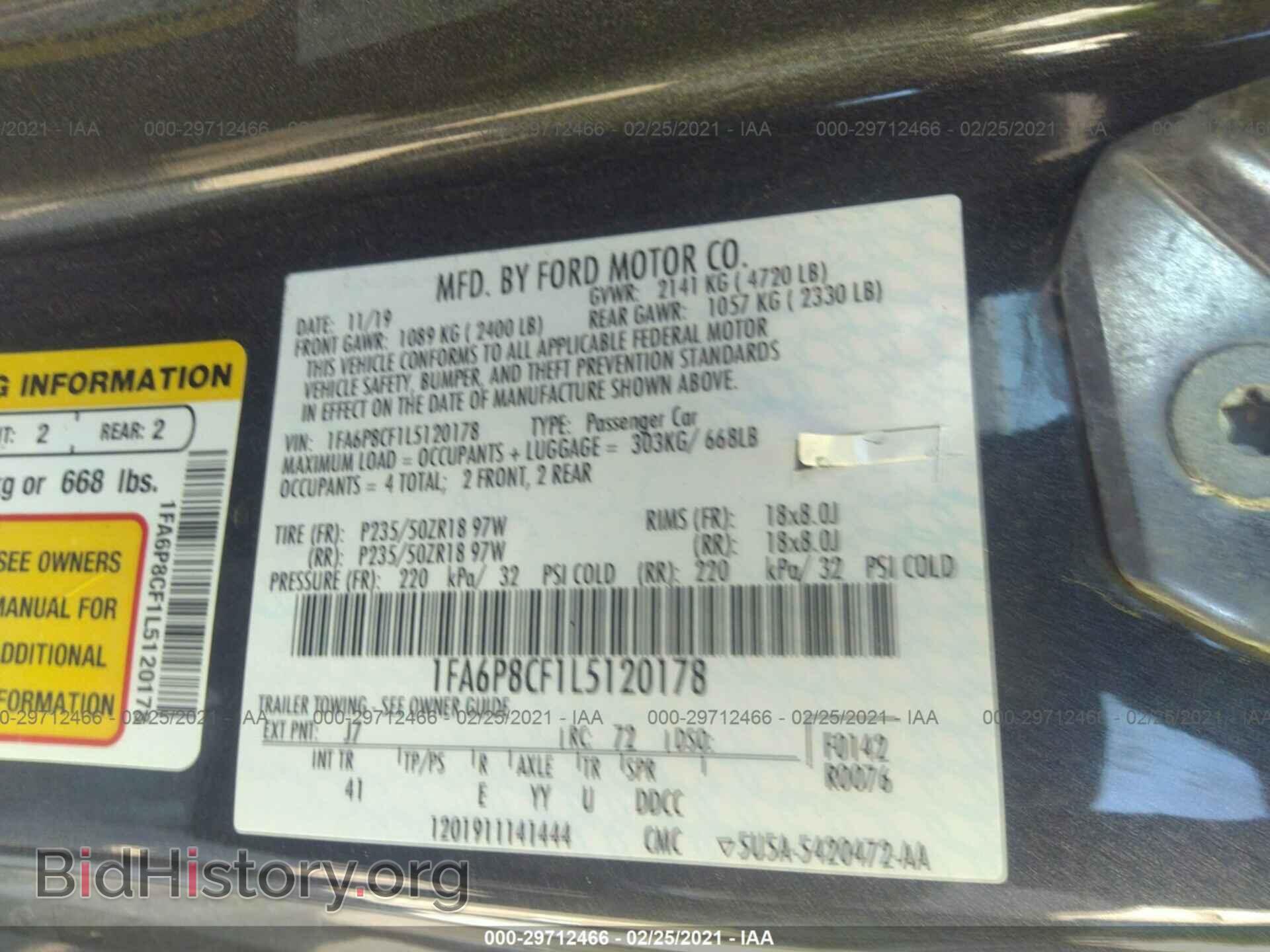 2020 FORD MUSTANG - VIN: 1FA6P8CF1L5120178 - Фото 9