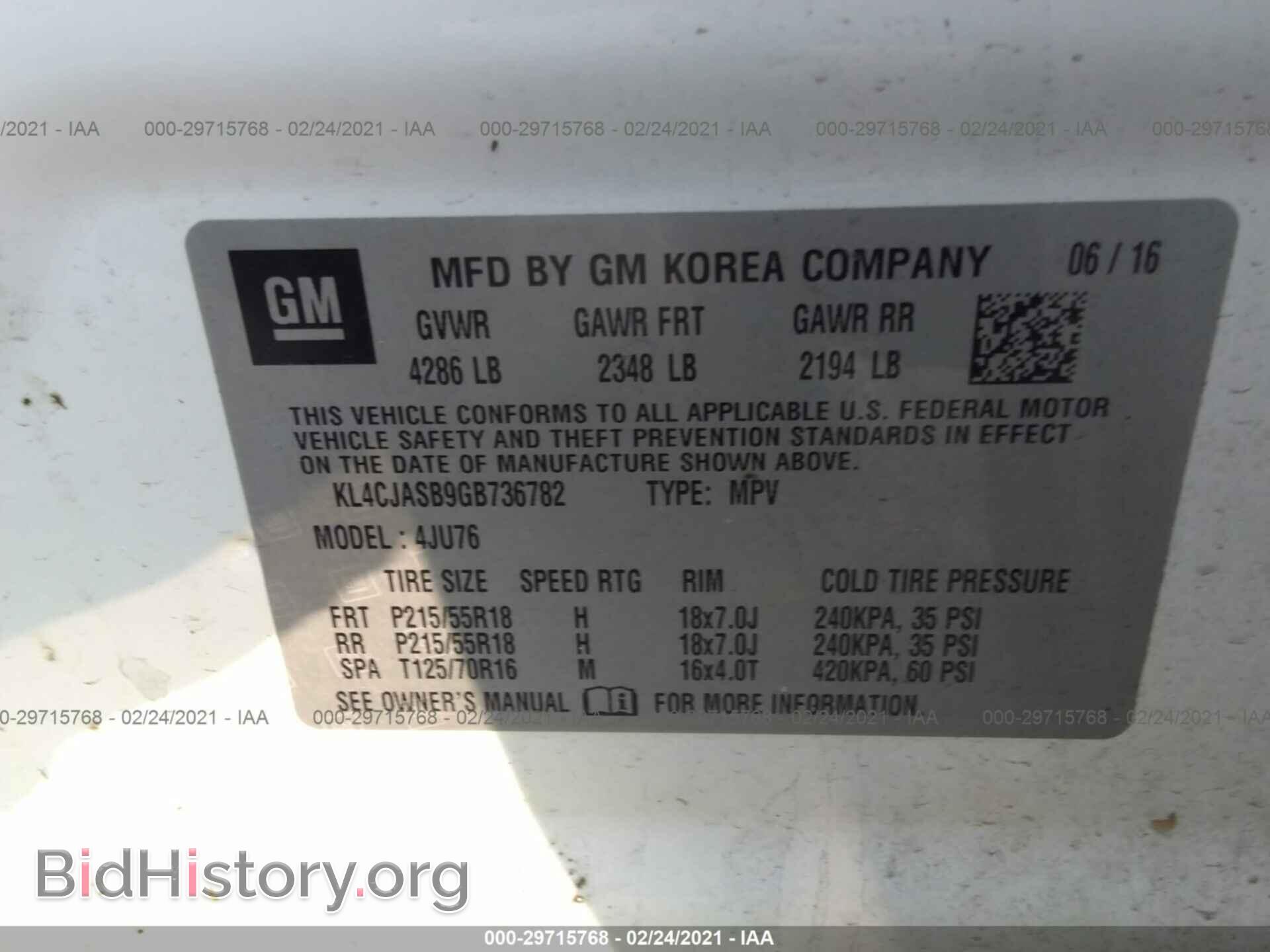 2016 BUICK ENCORE - VIN: KL4CJASB9GB736782 - Photo 9