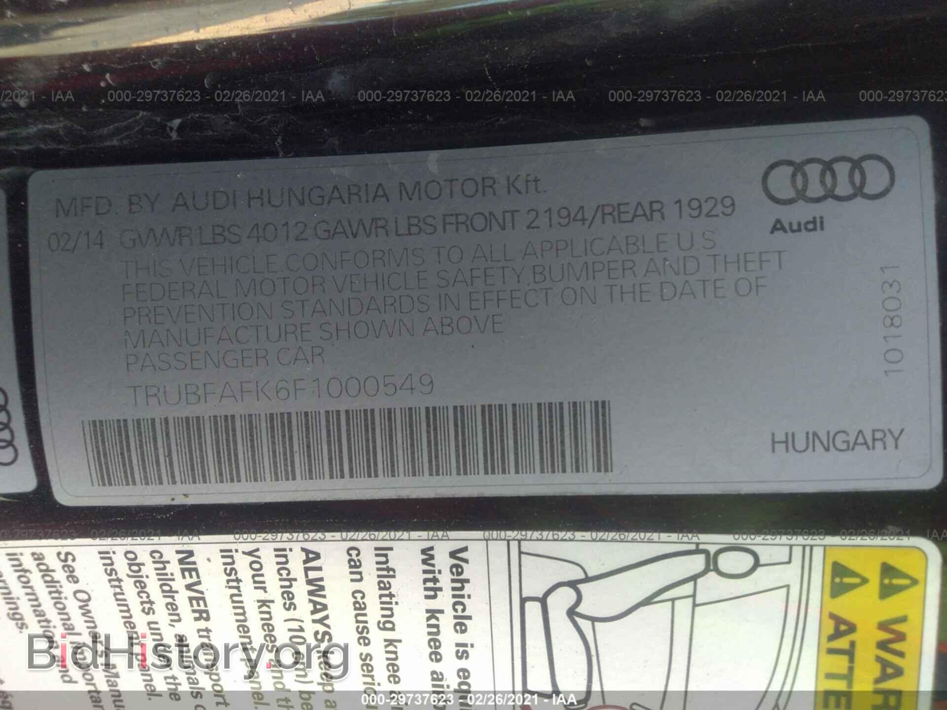 2015 AUDI TT - VIN: TRUBFAFK6F1000549 - Фото 9