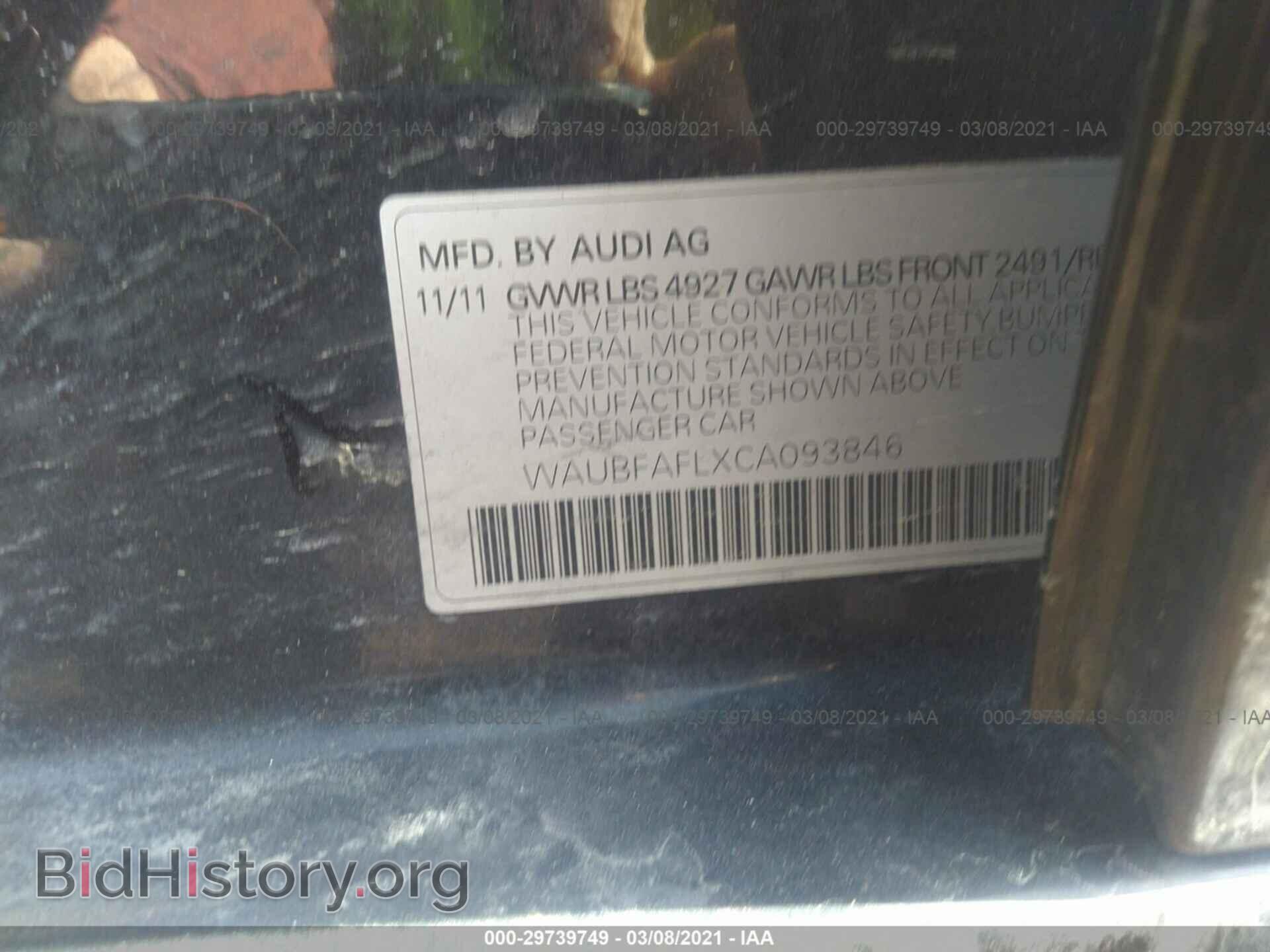 2012 AUDI A4 - VIN: WAUBFAFLXCA093846 - Фото 9