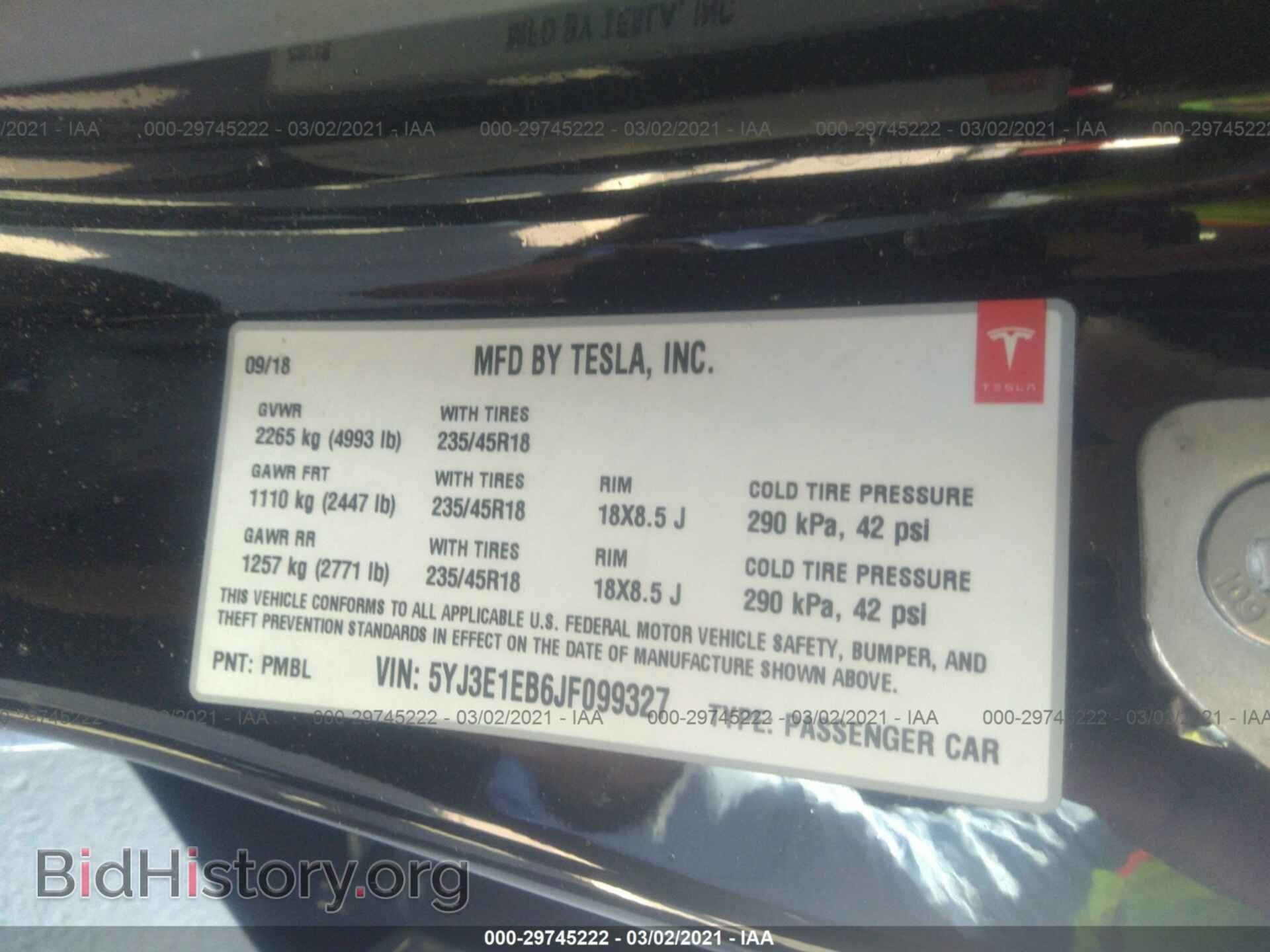 2018 TESLA MODEL 3 - VIN: 5YJ3E1EB6JF099327 - Photo 9