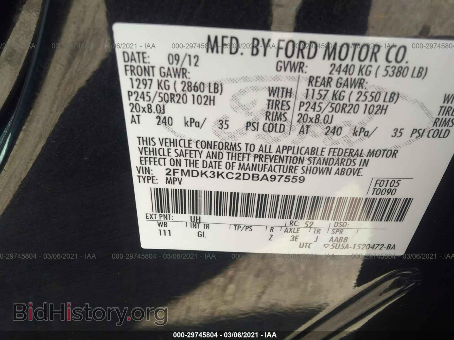 2013 FORD EDGE - VIN: 2FMDK3KC2DBA97559 - Фото 9