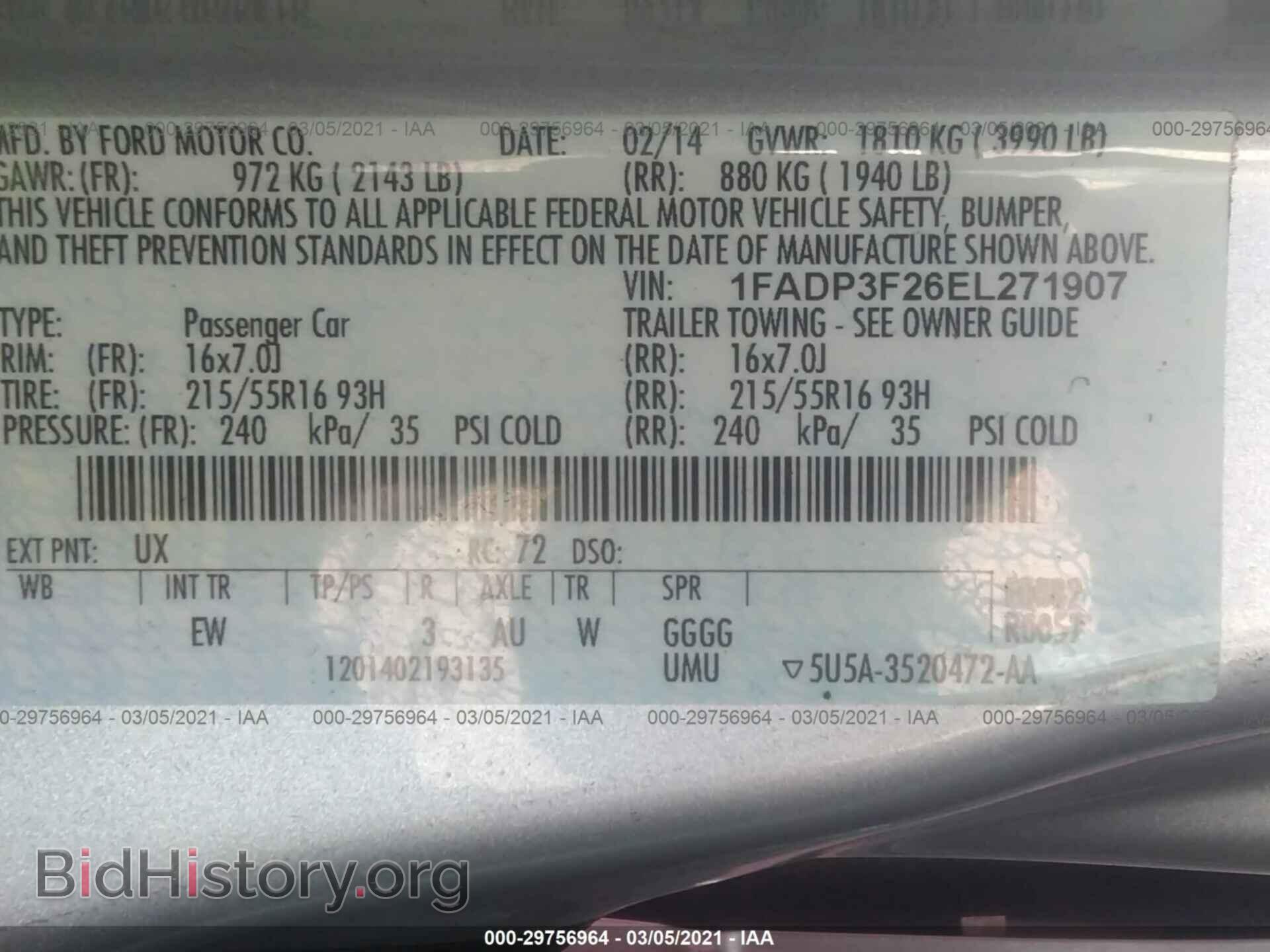 2014 FORD FOCUS - VIN: 1FADP3F26EL271907 - Фото 9