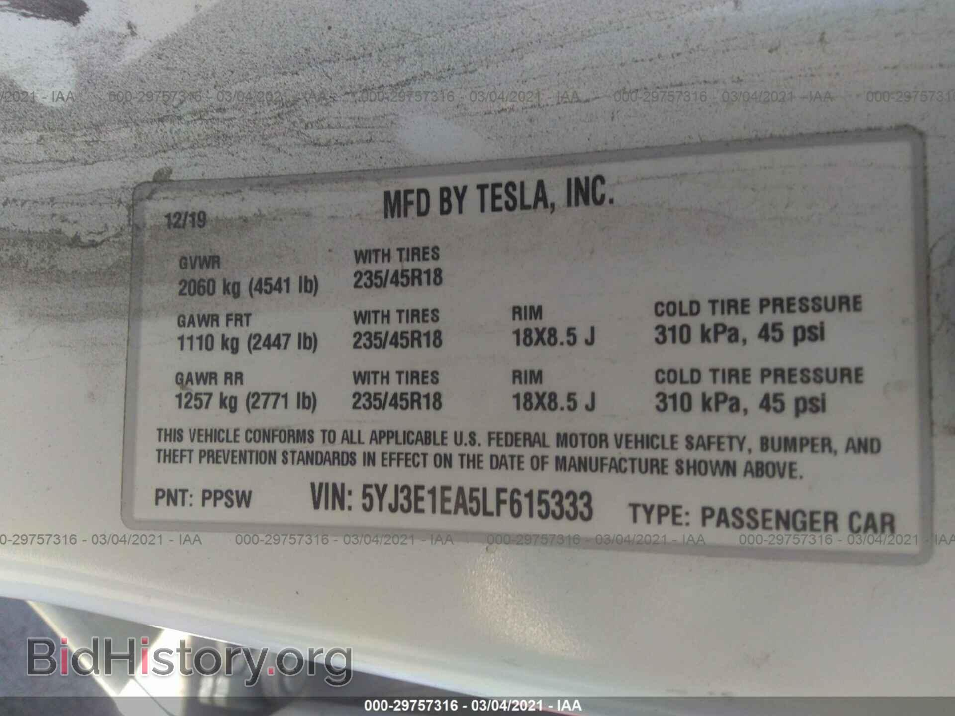 2020 TESLA MODEL 3 - VIN: 5YJ3E1EA5LF615333 - Photo 9