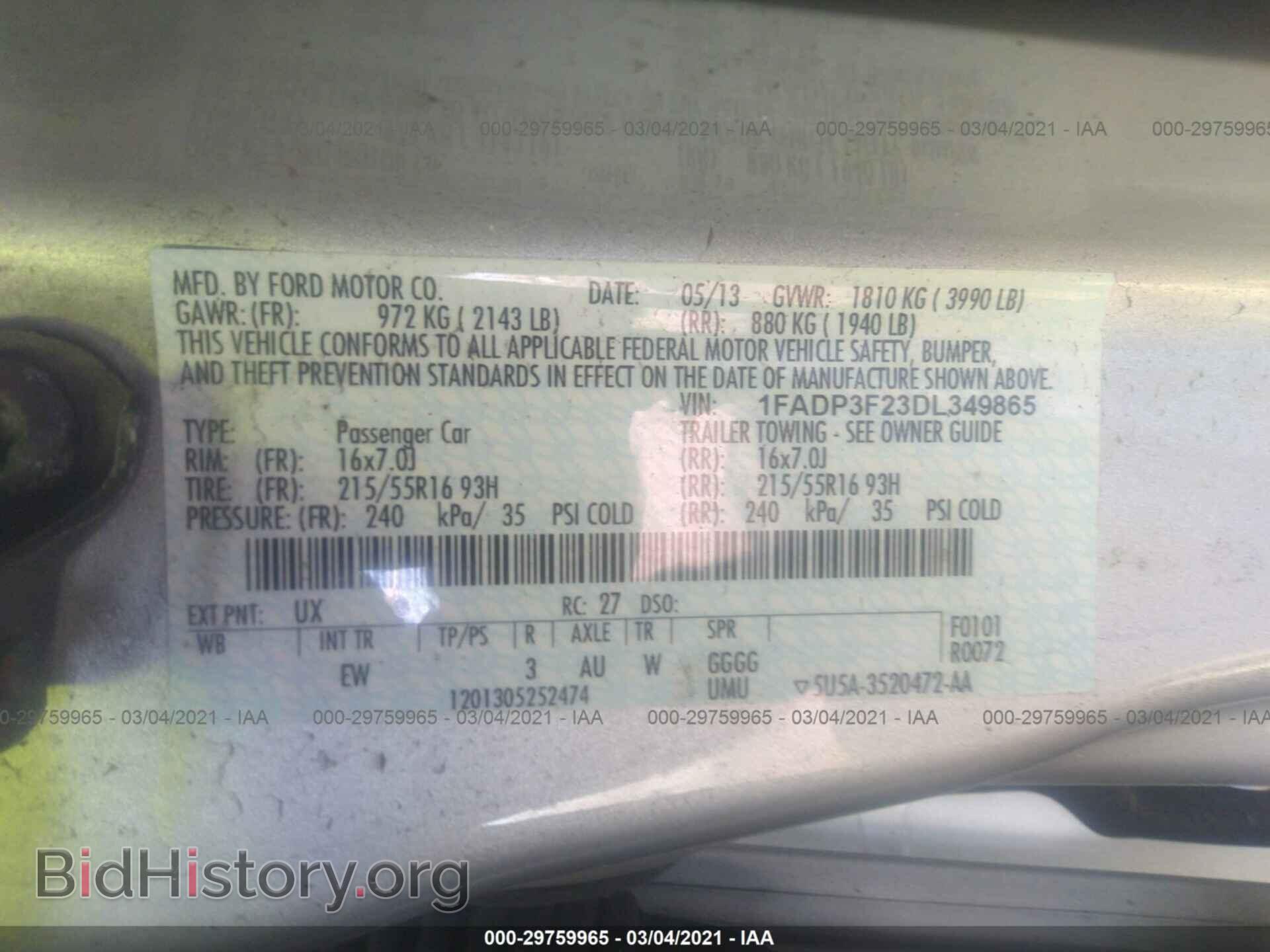 2013 FORD FOCUS - VIN: 1FADP3F23DL349865 - Photo 9