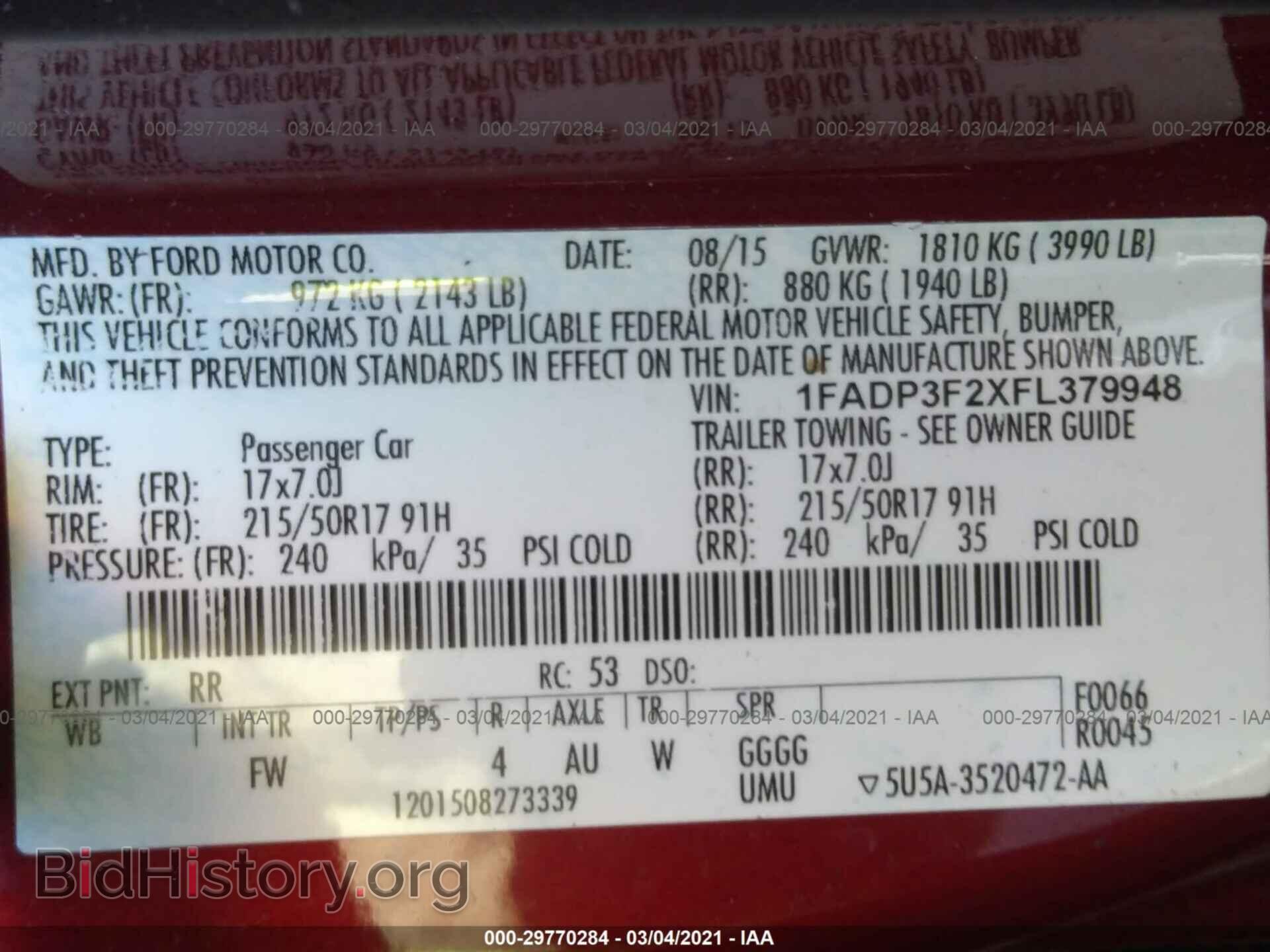 2015 FORD FOCUS - VIN: 1FADP3F2XFL379948 - Фото 9