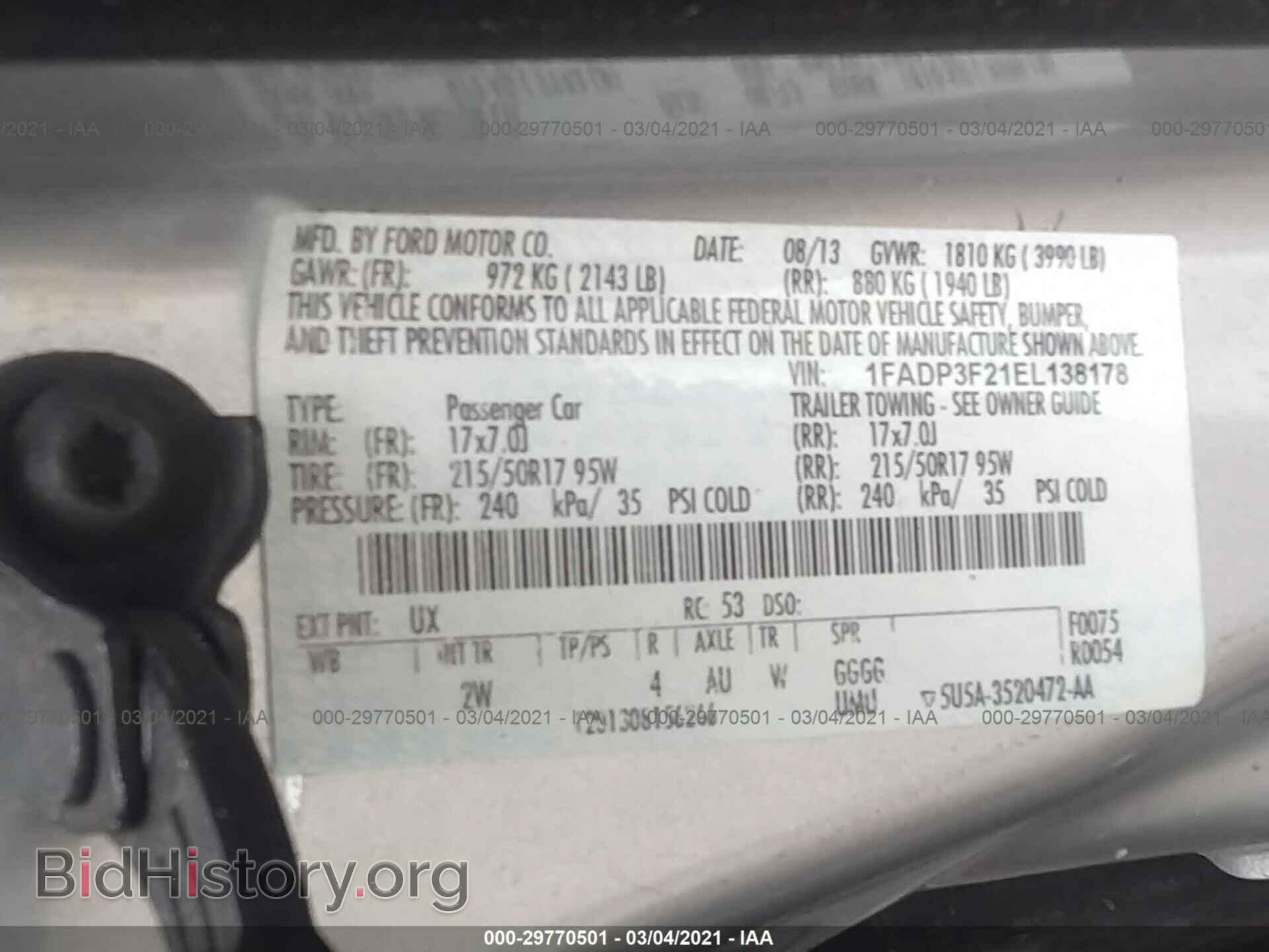 2014 FORD FOCUS - VIN: 1FADP3F21EL138178 - Фото 9