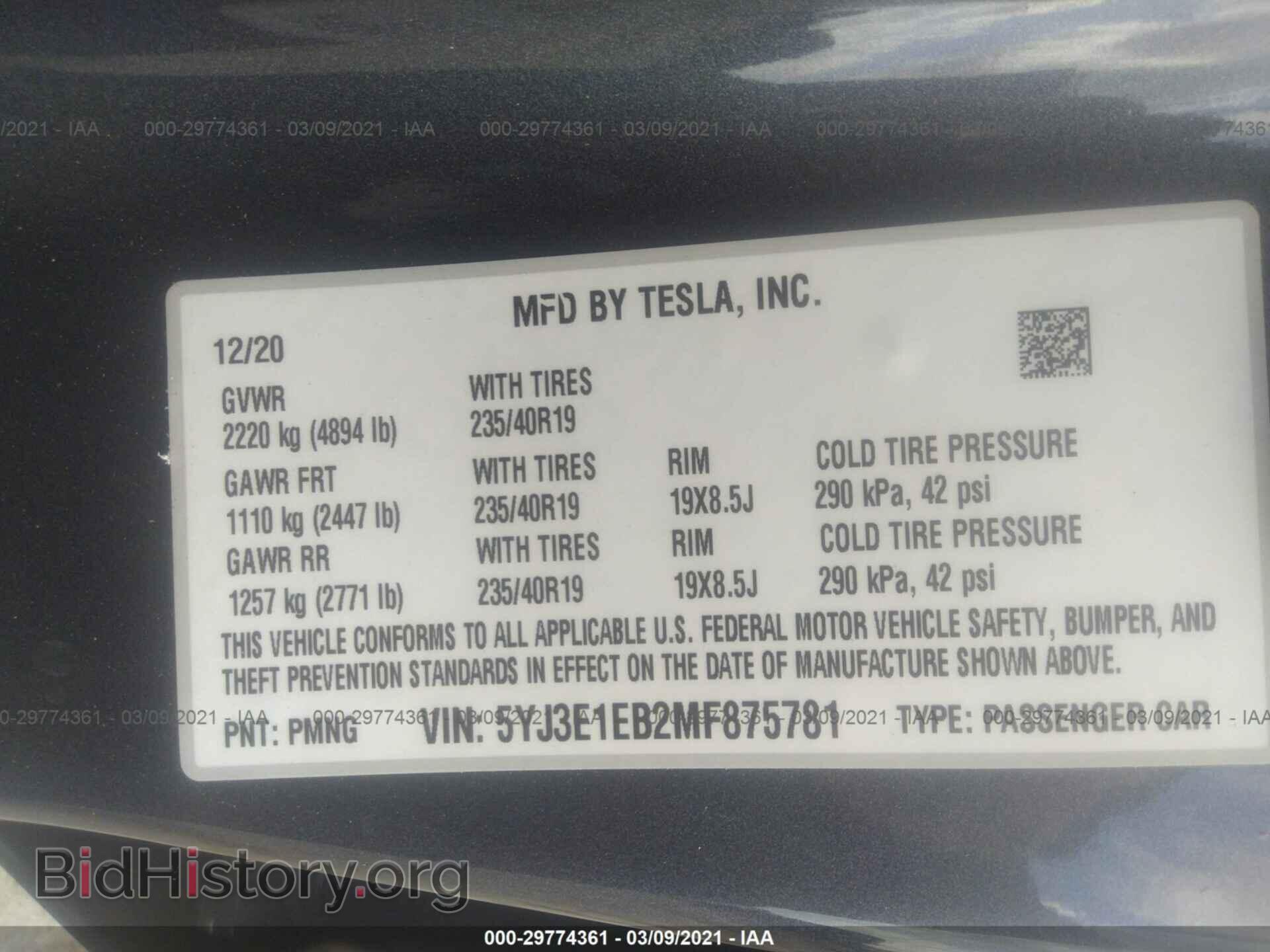 2021 TESLA MODEL 3 - VIN: 5YJ3E1EB2MF875781 - Photo 9