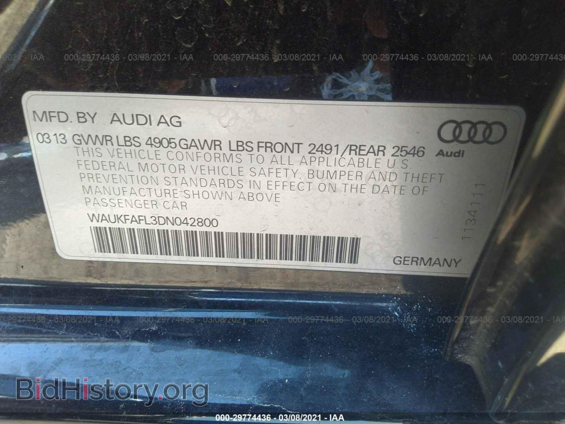 2013 AUDI A4 - VIN: WAUKFAFL3DN042800 - Photo 9