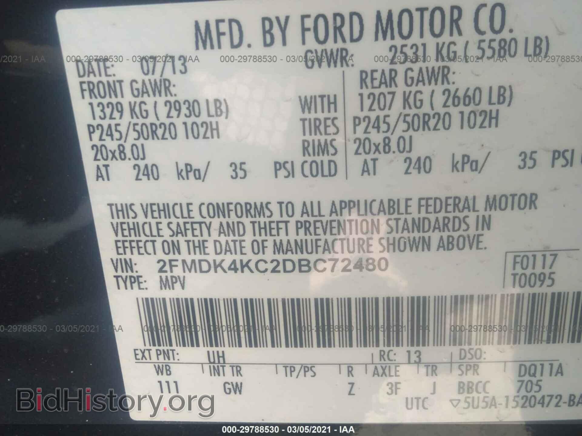 2013 FORD EDGE - VIN: 2FMDK4KC2DBC72480 - Photo 9
