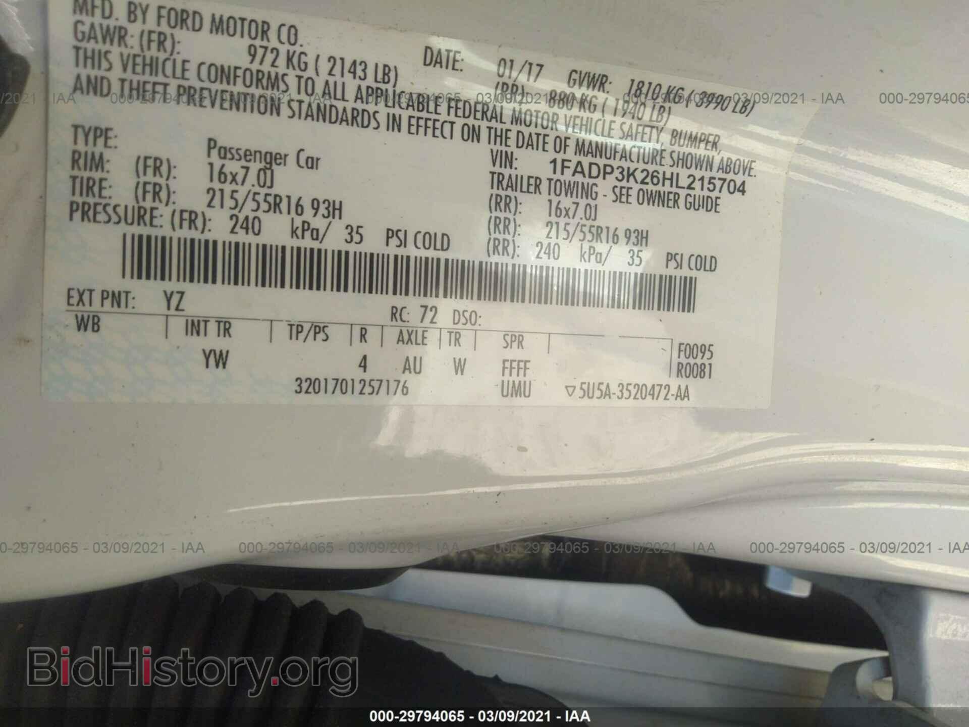 2017 FORD FOCUS - VIN: 1FADP3K26HL215704 - Фото 9