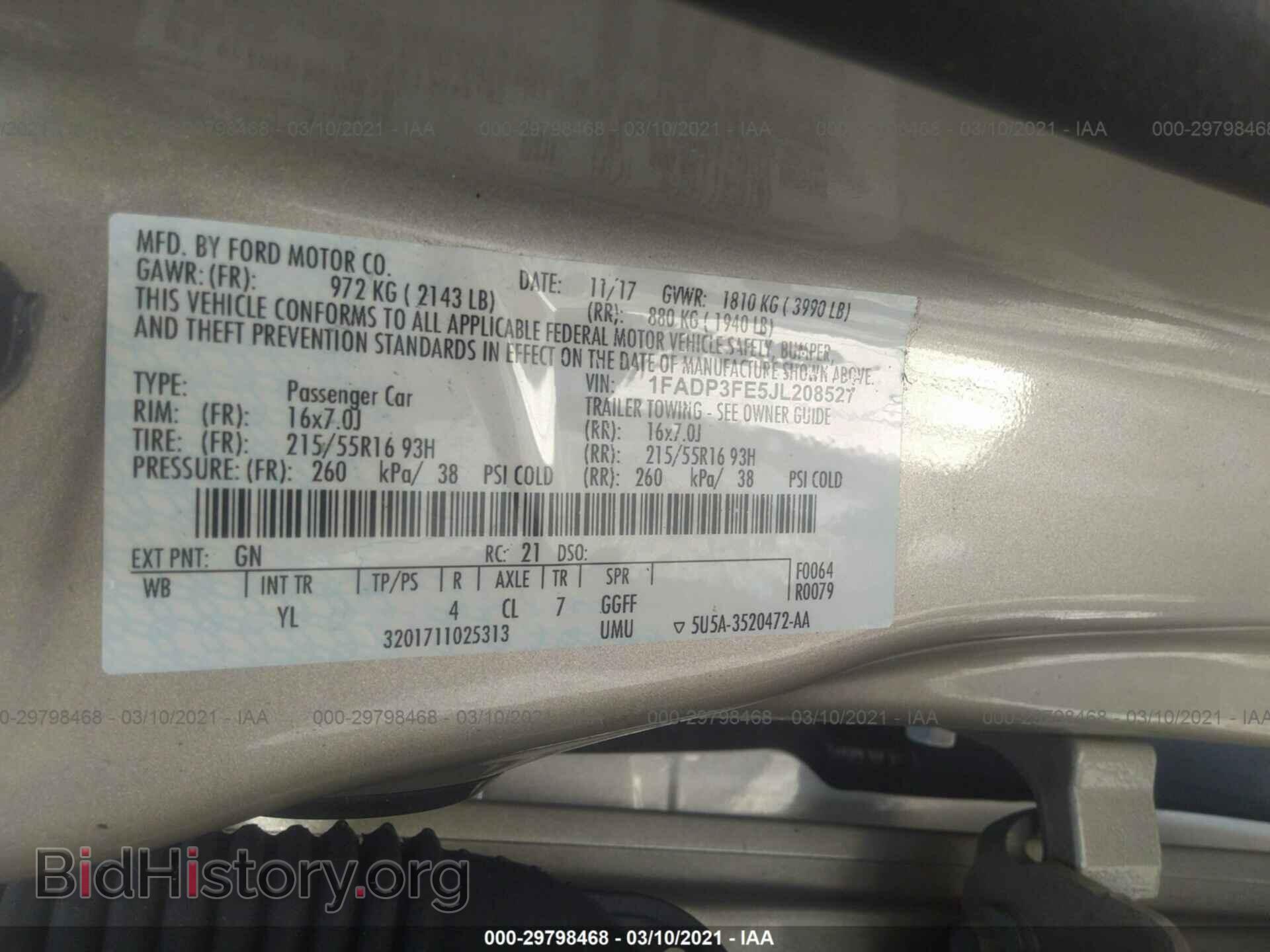 2018 FORD FOCUS - VIN: 1FADP3FE5JL208527 - Фото 9