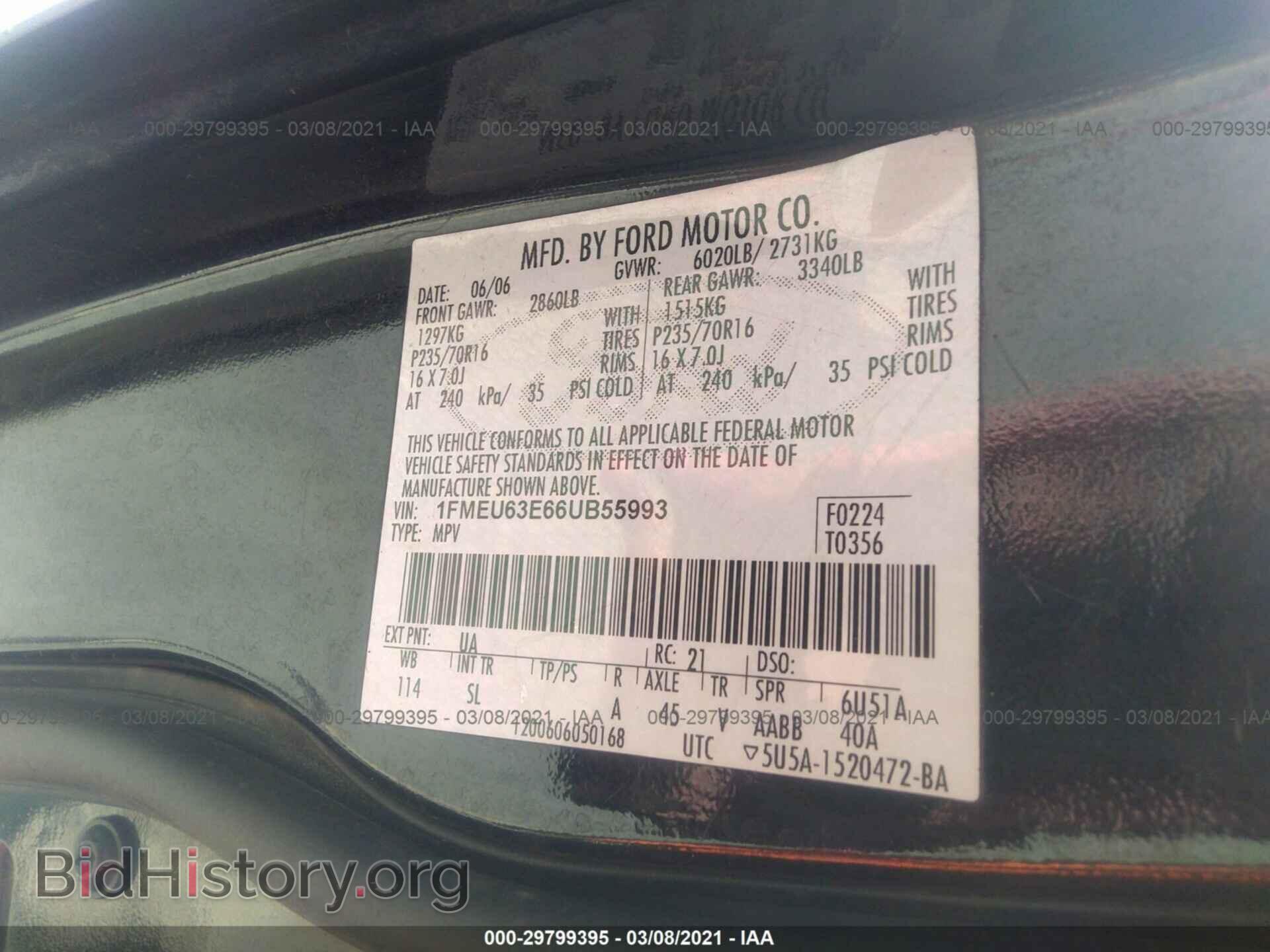 2006 FORD EXPLORER - VIN: 1FMEU63E66UB55993 - Фото 9
