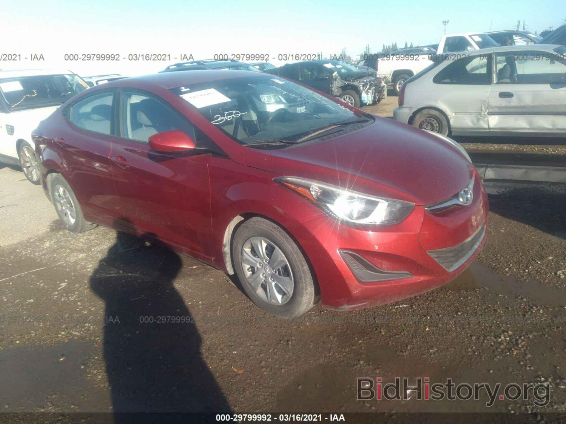 Photo 5NPDH4AE1GH709237 - HYUNDAI ELANTRA 2016