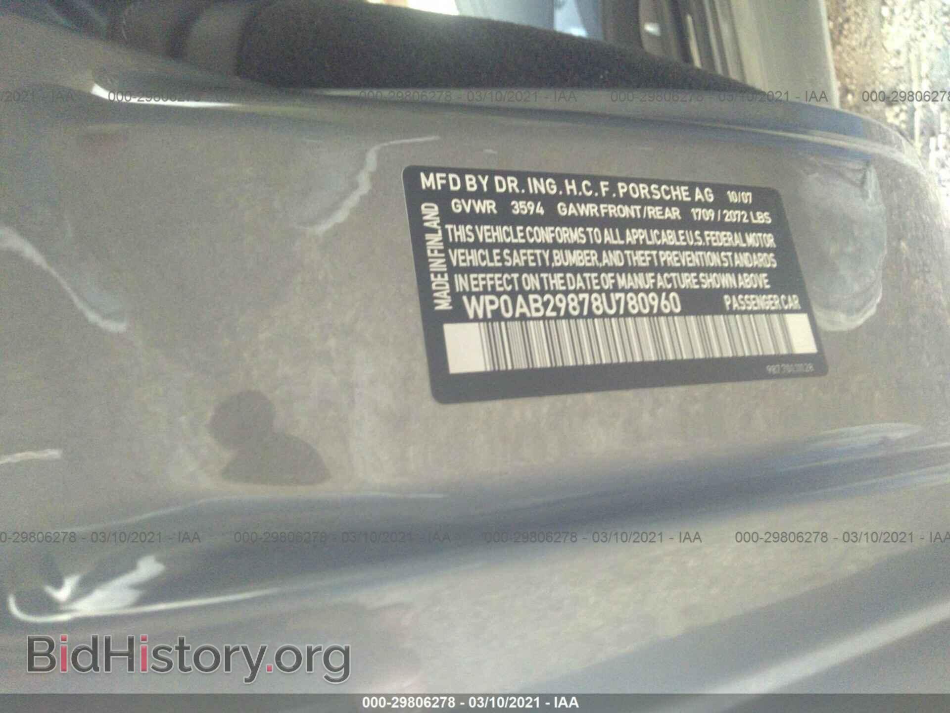 2008 PORSCHE CAYMAN - VIN: WP0AB29878U780960 - Фото 9