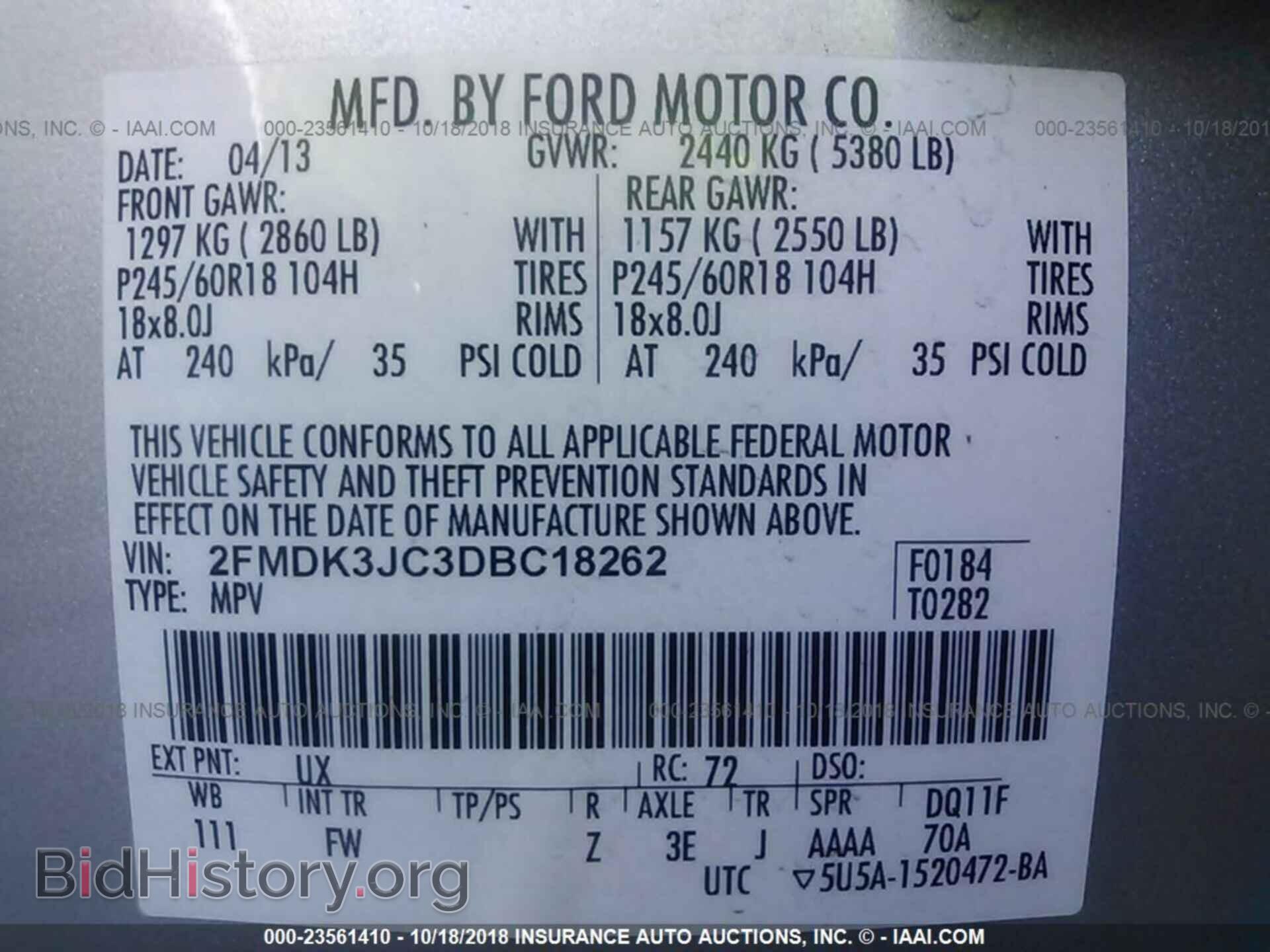 2013 FORD EDGE - VIN: 2FMDK3JC3DBC18262 - Photo 9