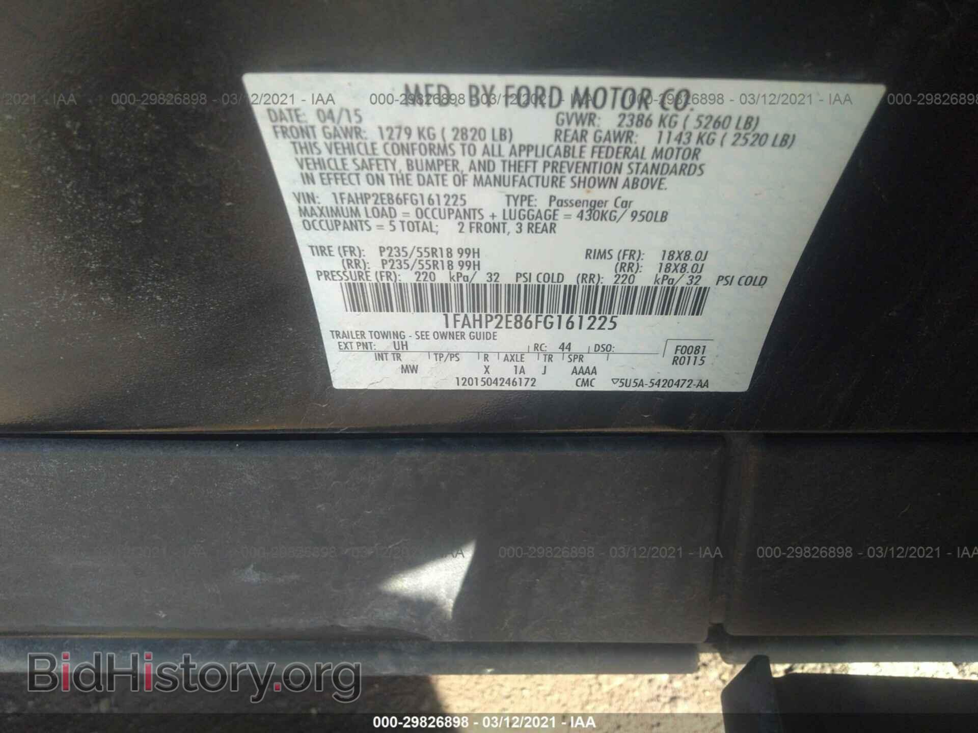 2015 FORD TAURUS - VIN: 1FAHP2E86FG161225 - Photo 9