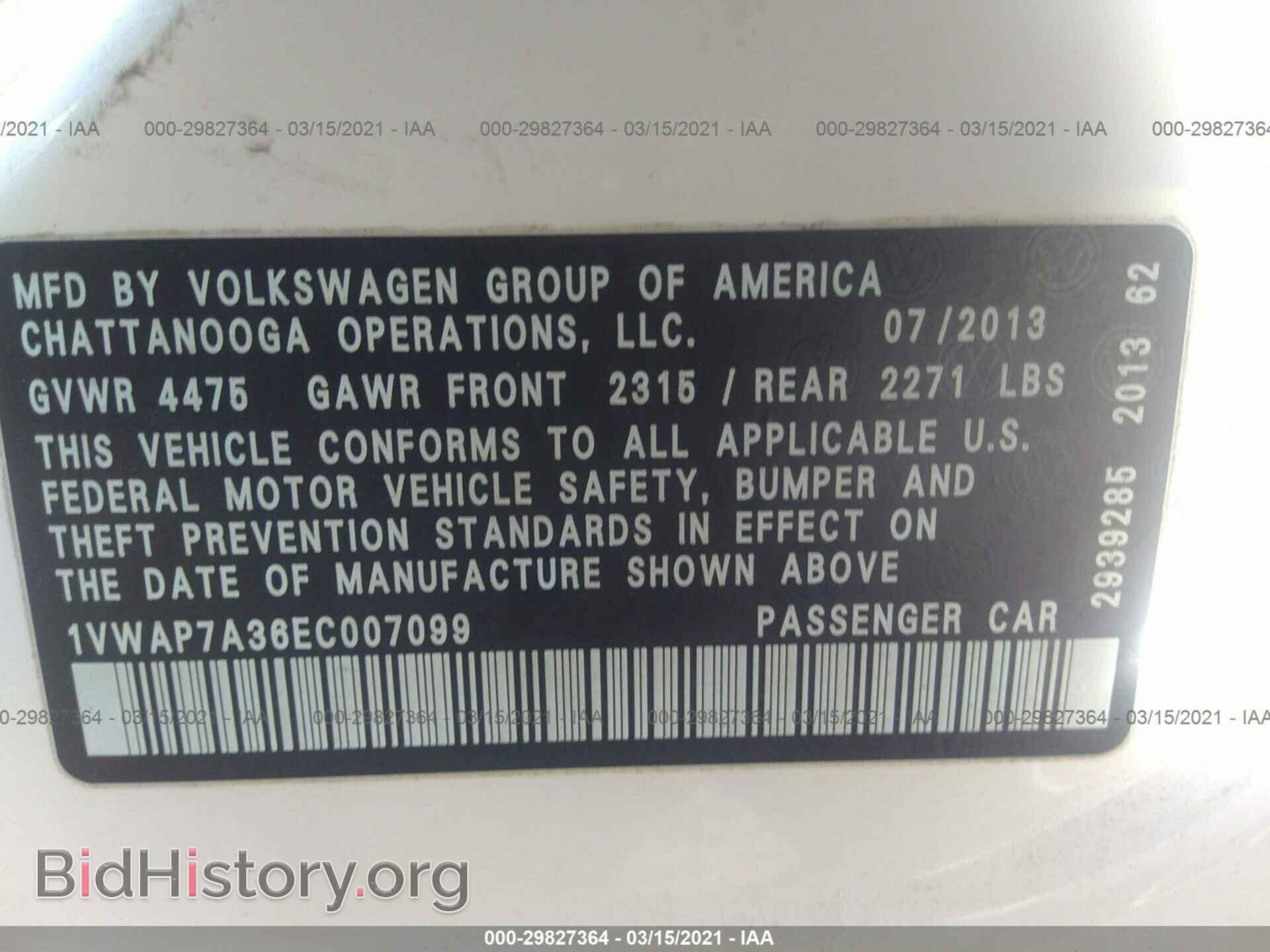 2014 VOLKSWAGEN PASSAT - VIN: 1VWAP7A36EC007099 - Photo 9