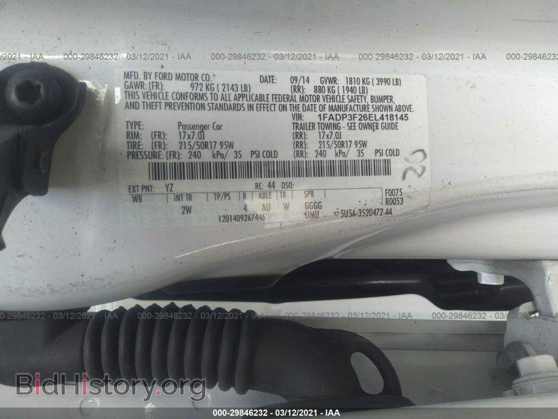 2014 FORD FOCUS - VIN: 1FADP3F26EL418145 - Фото 9