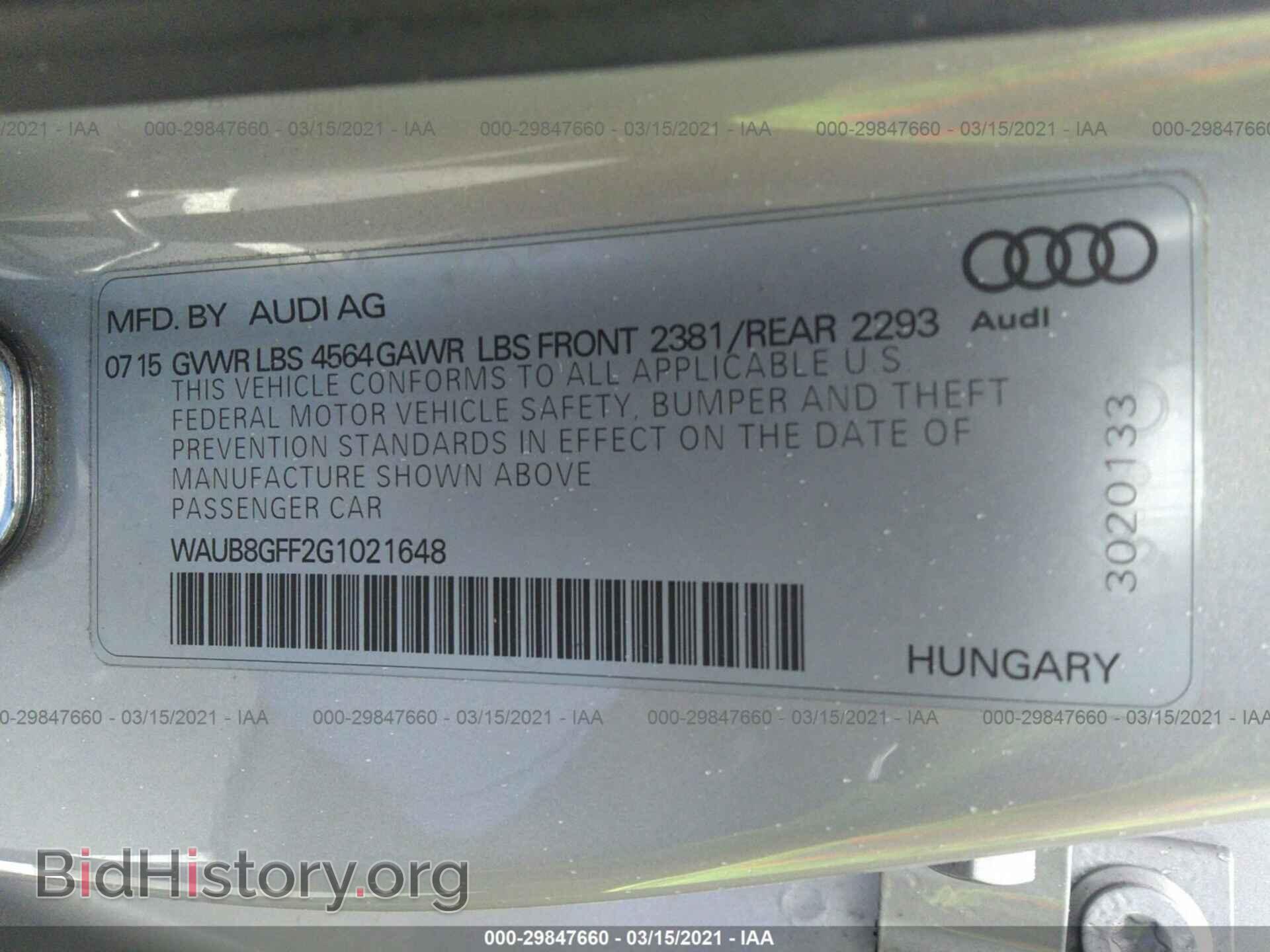 2016 AUDI A3 - VIN: WAUB8GFF2G1021648 - Фото 9