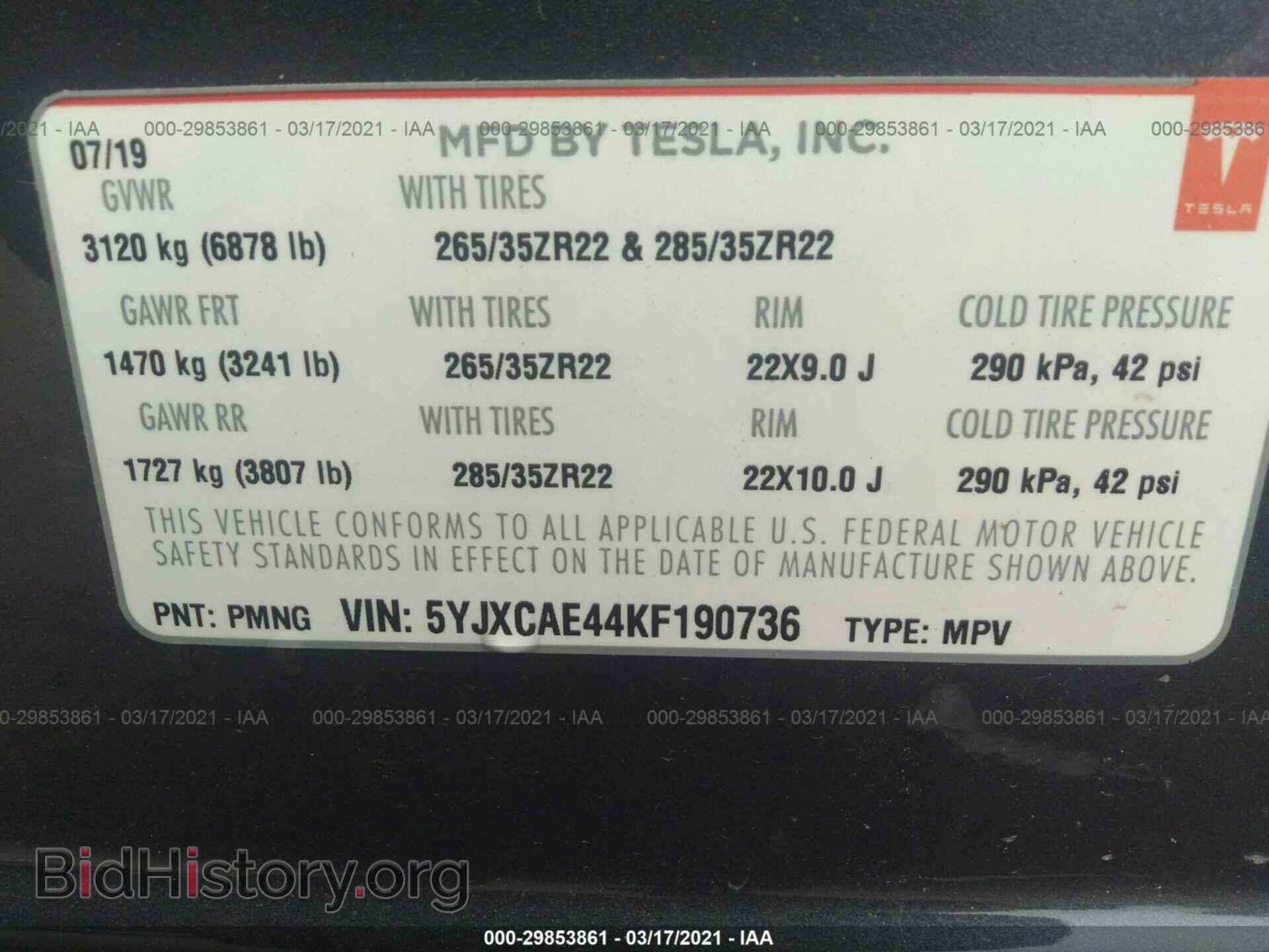 2019 TESLA MODEL X - VIN: 5YJXCAE44KF190736 - Photo 9