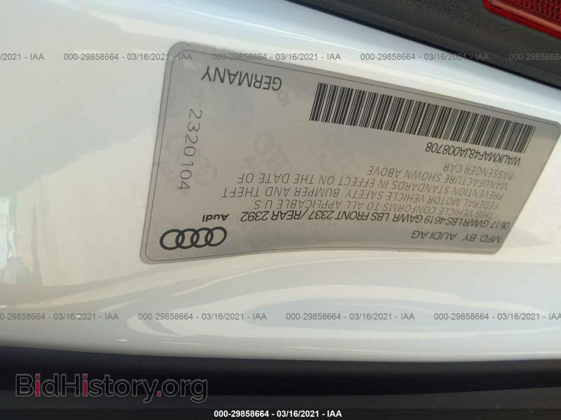 2018 AUDI A4 - VIN: WAUKMAF48JA008708 - Photo 9